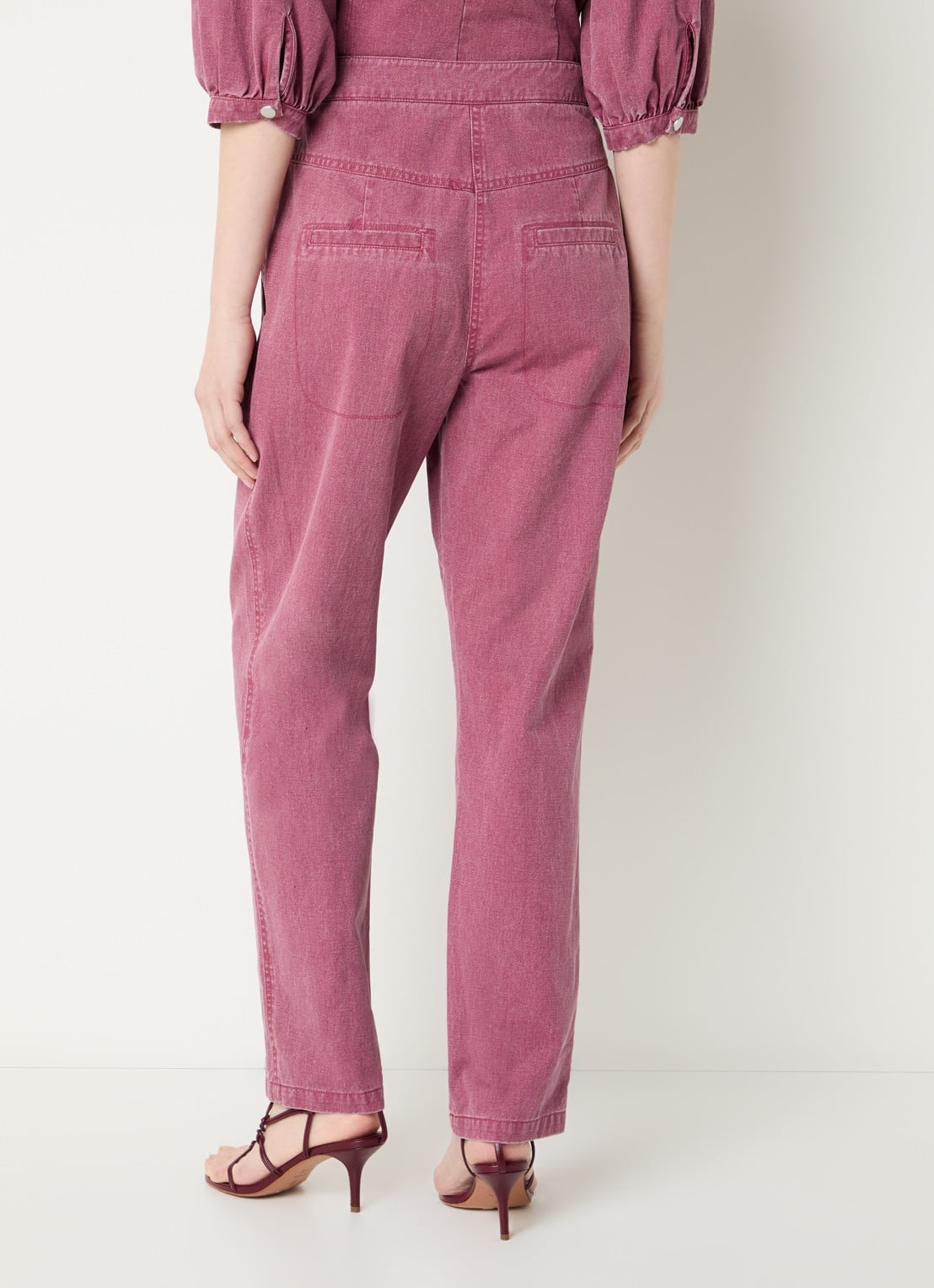 Aaiko Alexa high waist loose fit jeans met gekleurde wassing - achterkant roze