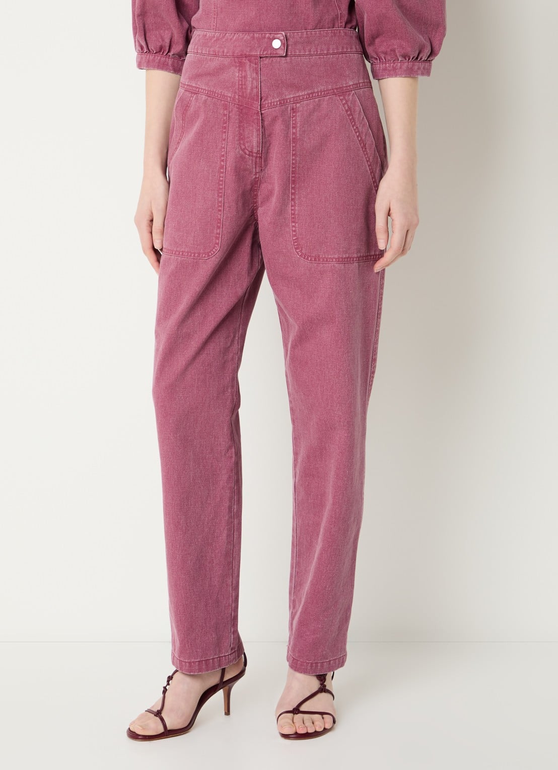 Aaiko Alexa high waist loose fit jeans met gekleurde wassing - detail 2 roze
