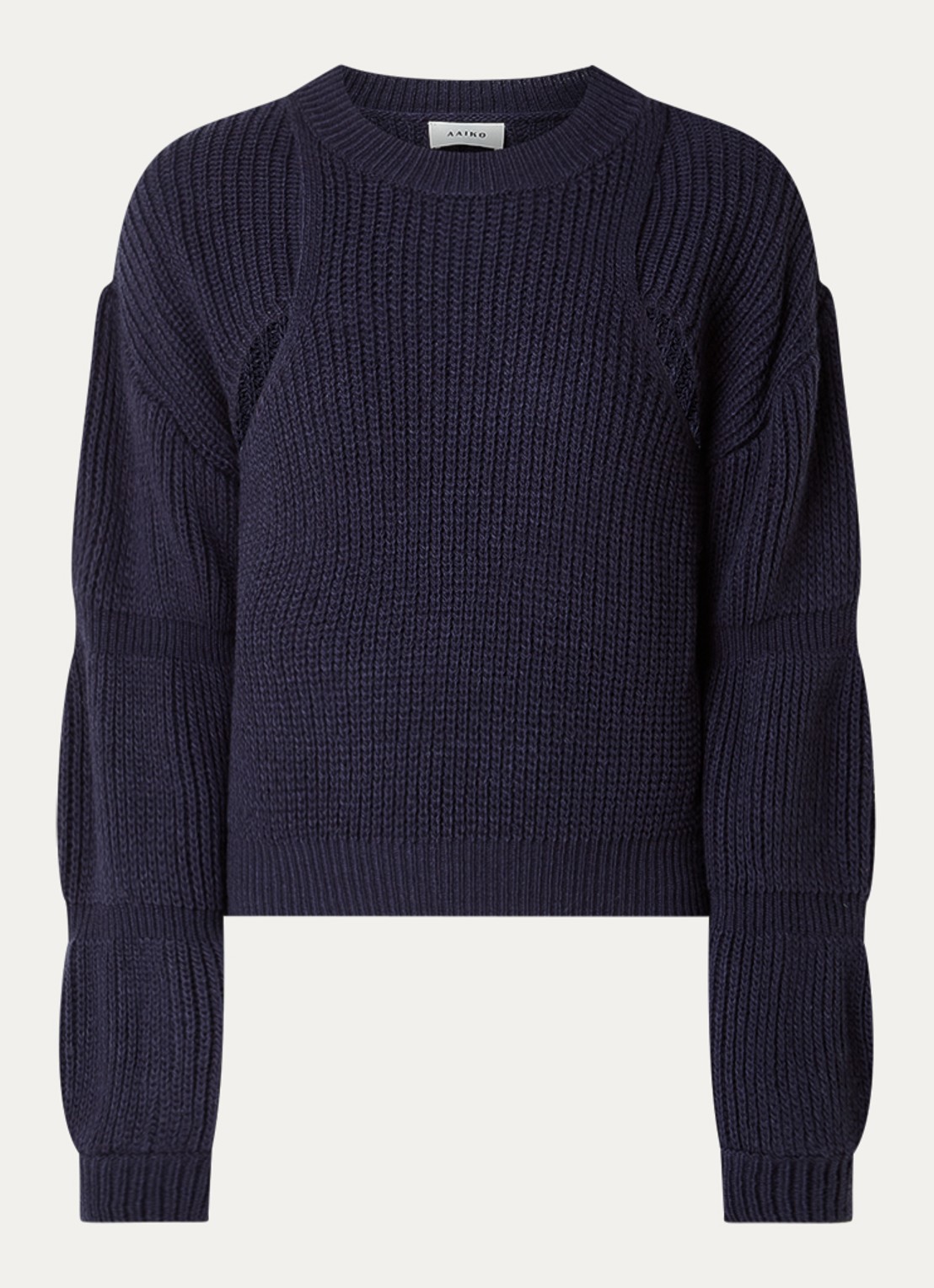 Aaiko Alor grofgebreide trui met cut-out detail - voorkant 3 donkerblauw