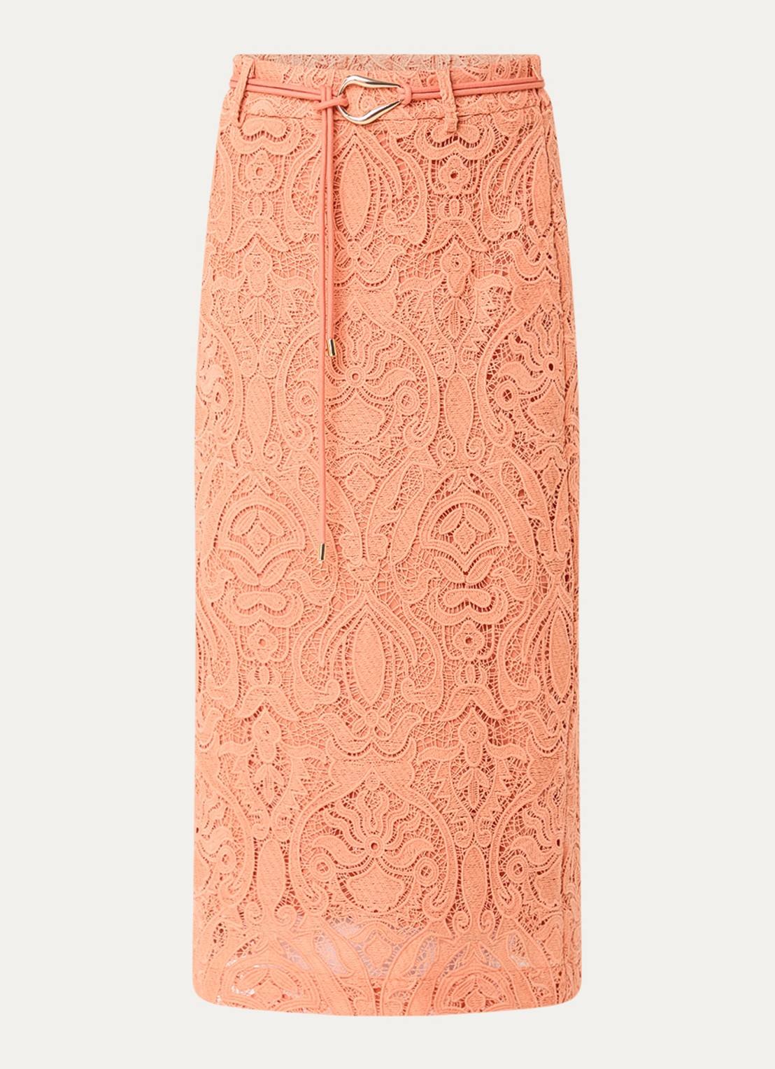 Aaiko Amia midi rok met broderie en strikceintuur - voorkant 3 oranje