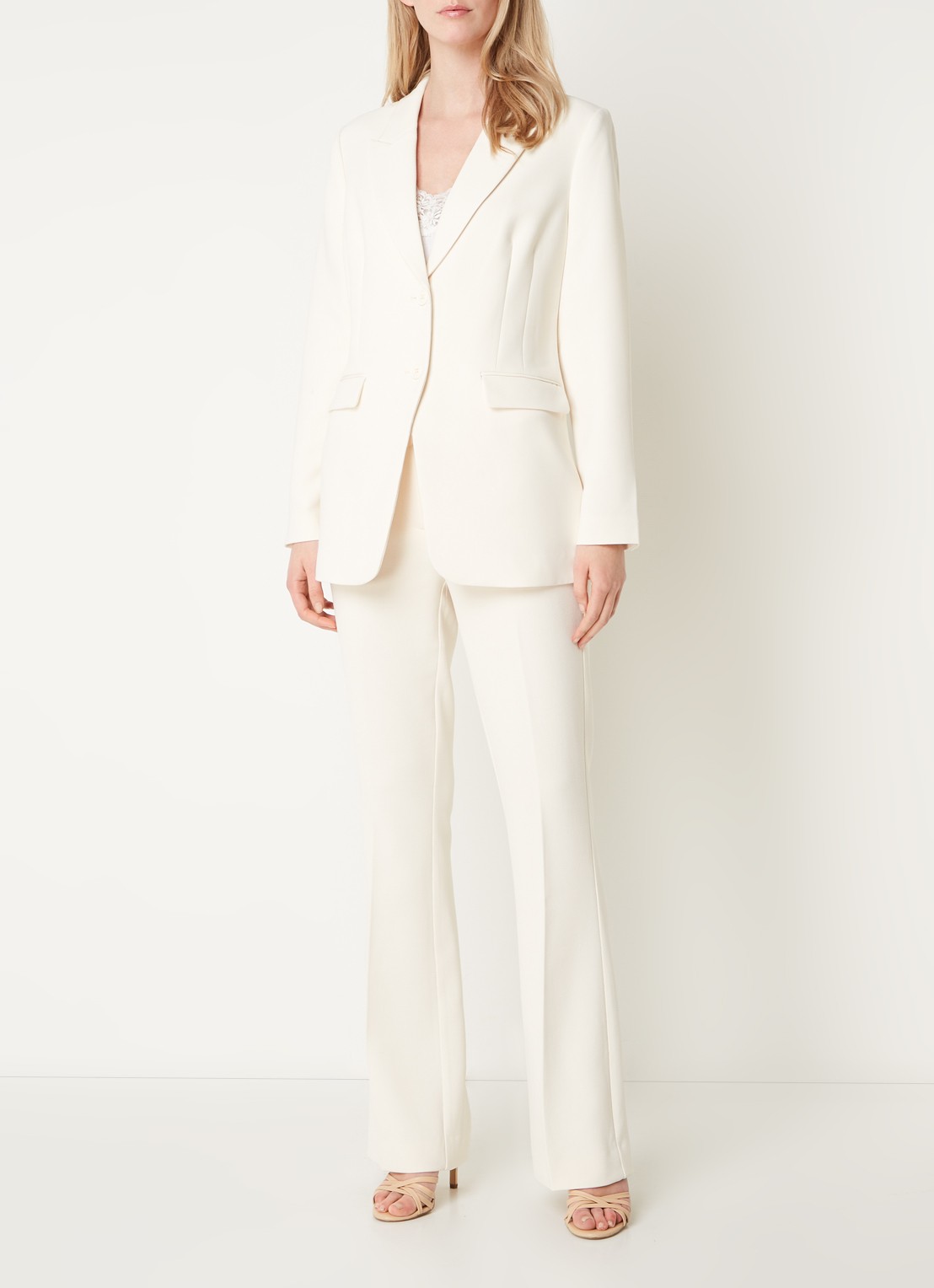 Aaiko Amilla blazer met klepzakken - voorkant 4 creme