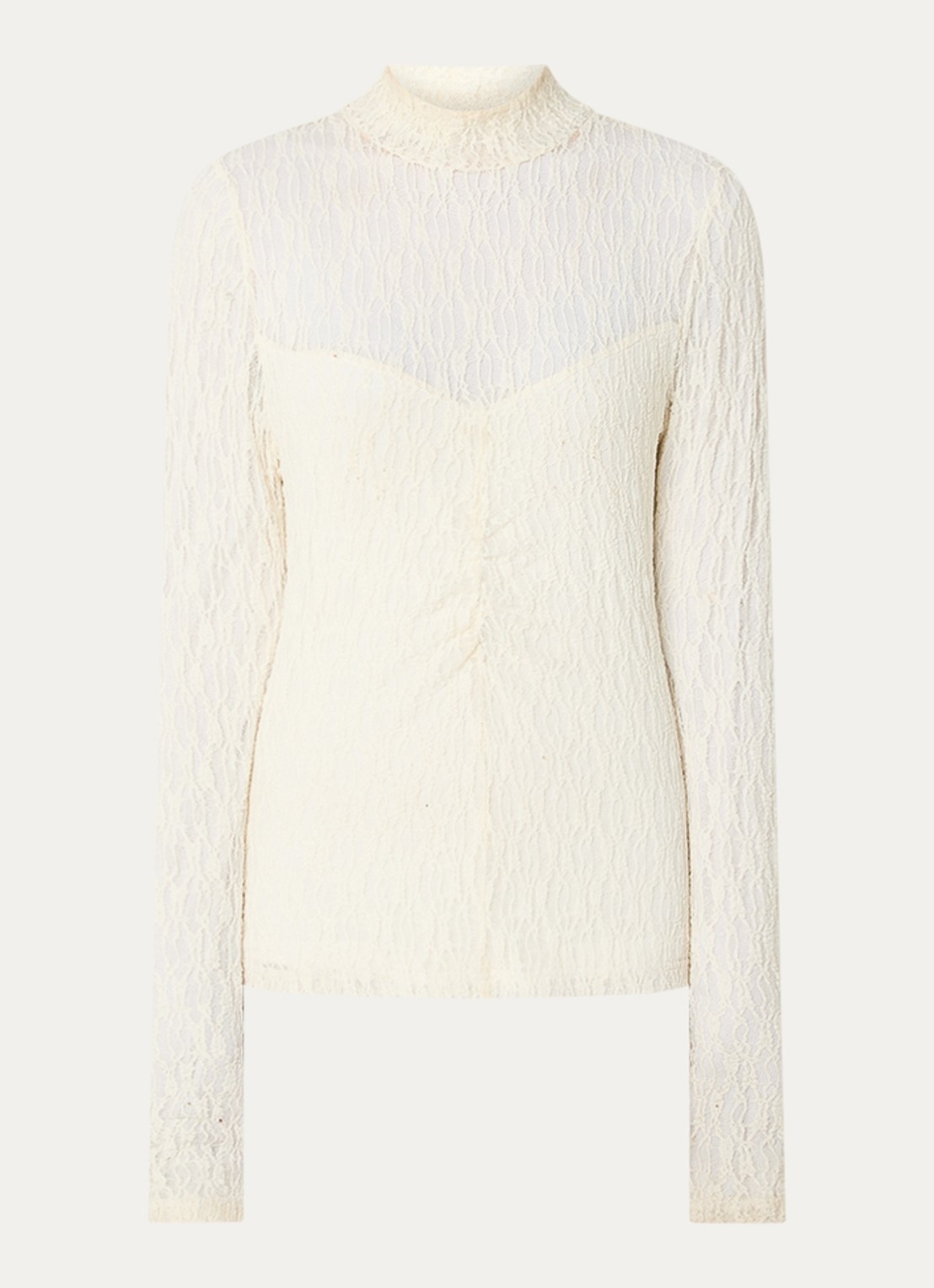 Aaiko Amy semi-transparante top met broderie - voorkant 2 gebroken wit