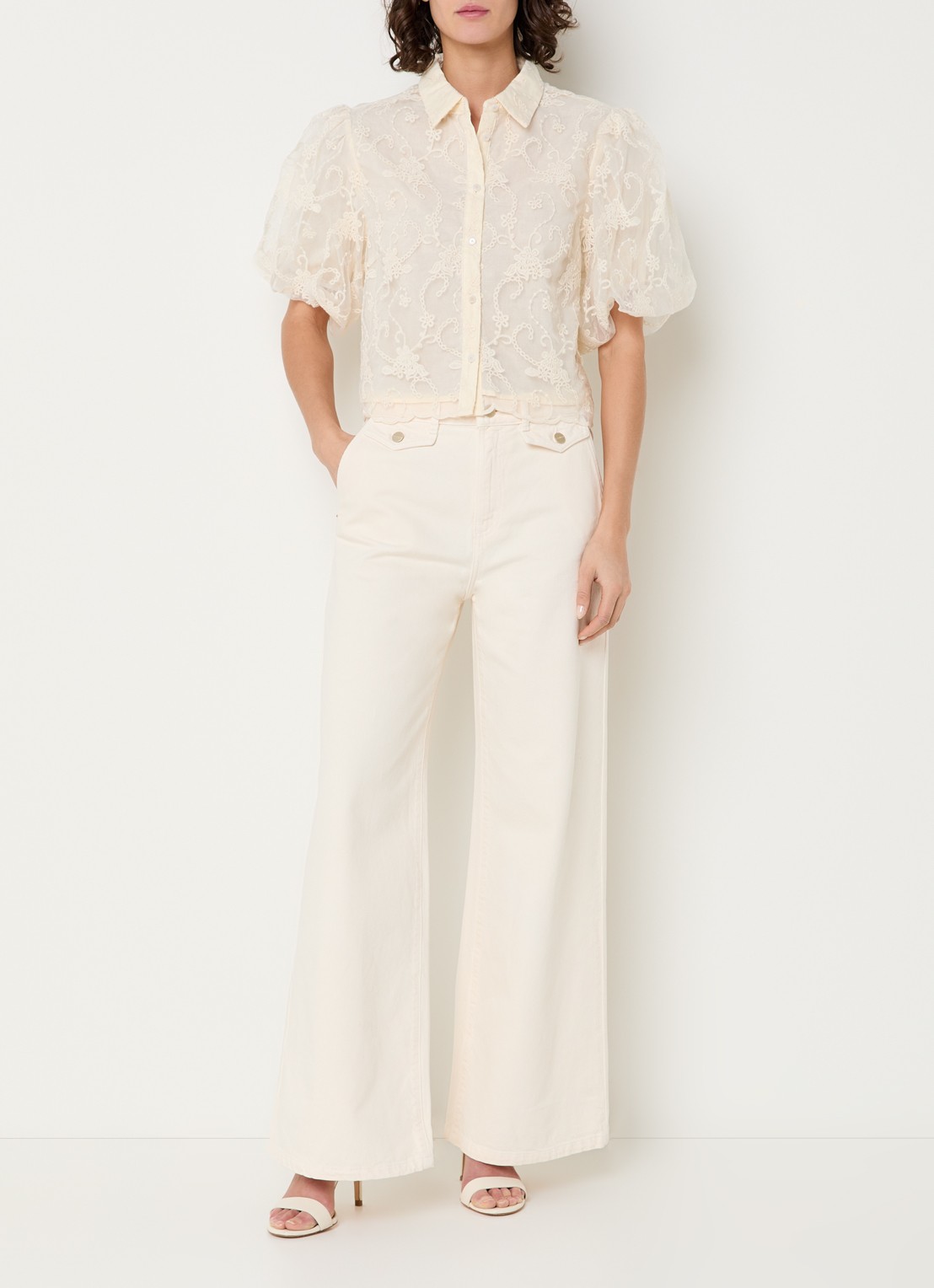 Aaiko Andra blouse met structuur - voorkant 2 gebroken wit