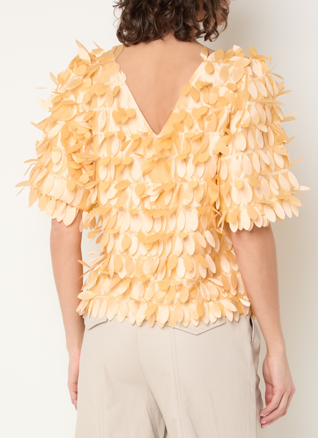 Aaiko Angelina top met applicatie - achterkant camel