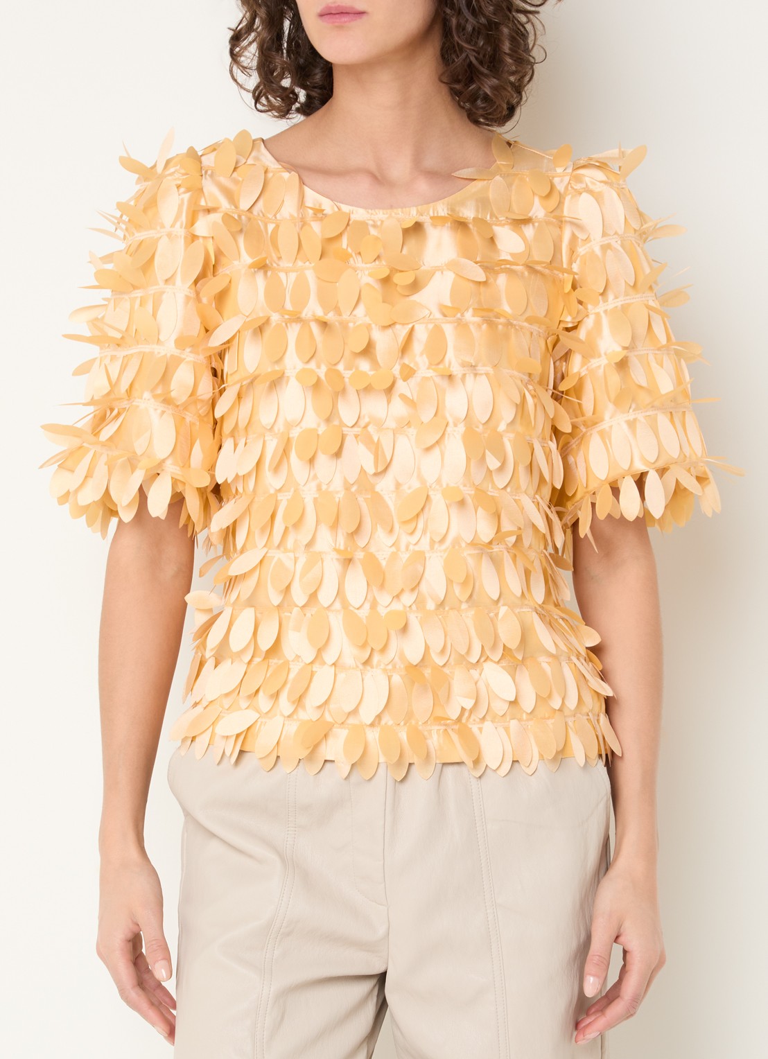 Aaiko Angelina top met applicatie - detail 4 camel