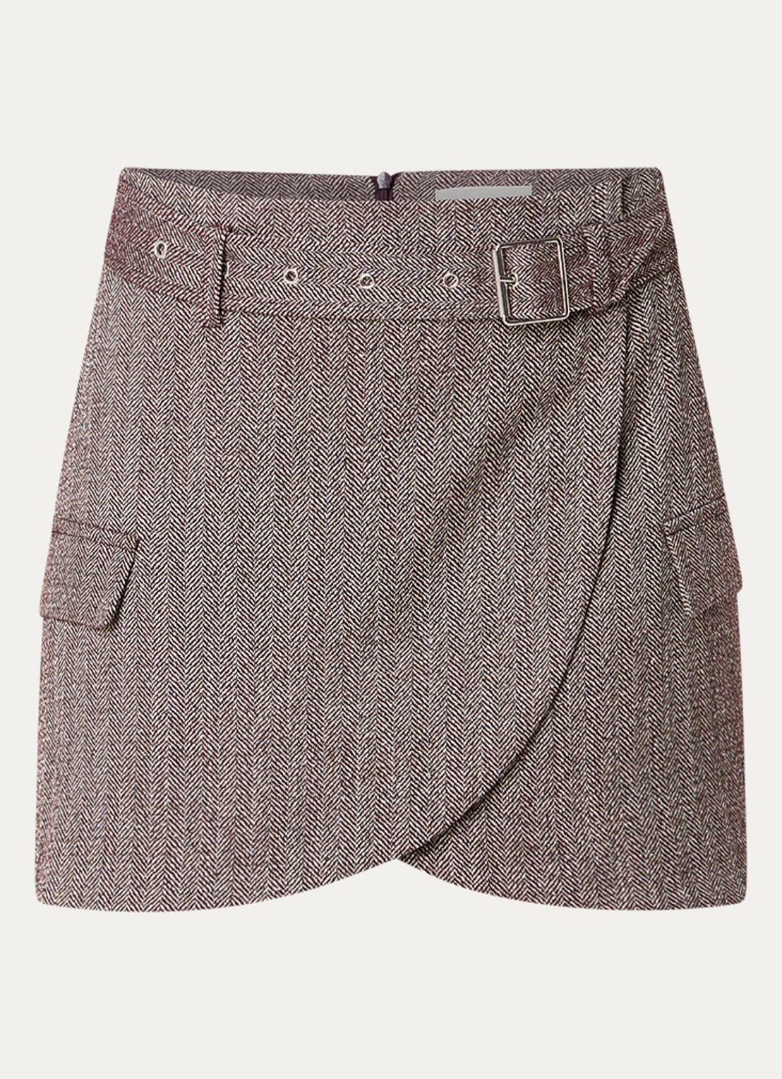Aaiko Arlen mini rok met visgraat dessin - voorkant 2 bordeauxrood