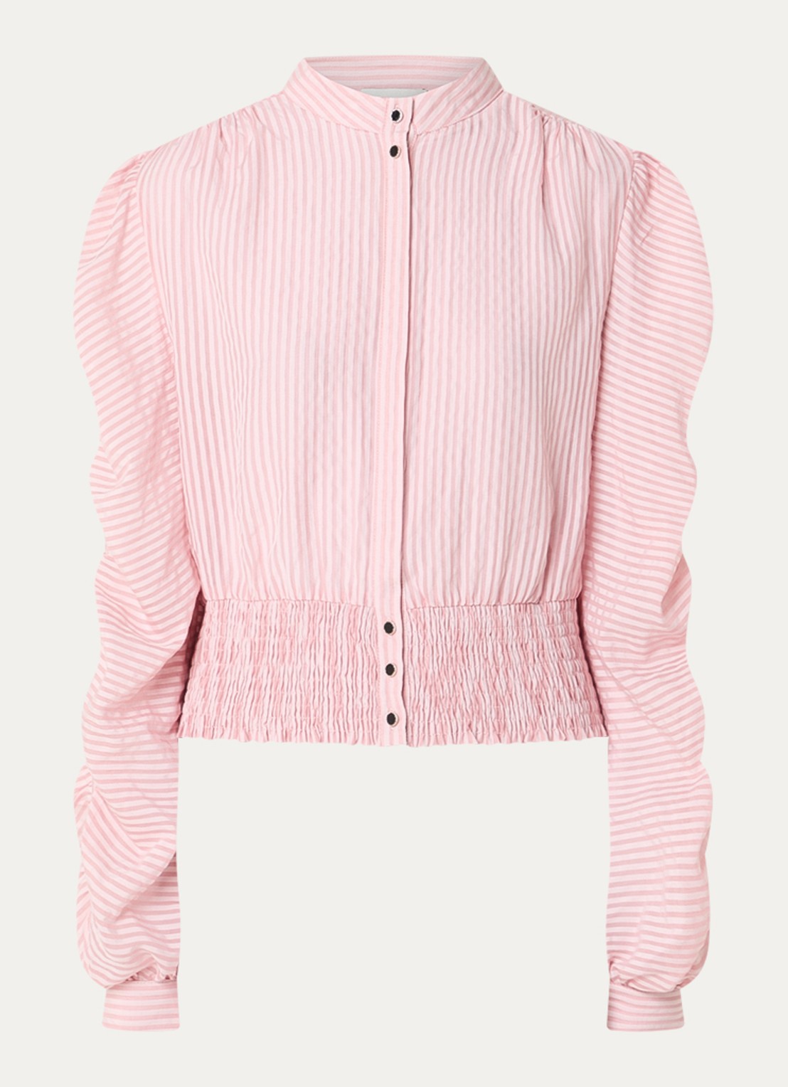 Aaiko Beaudine cropped blouse met streepprint - voorkant zalmroze