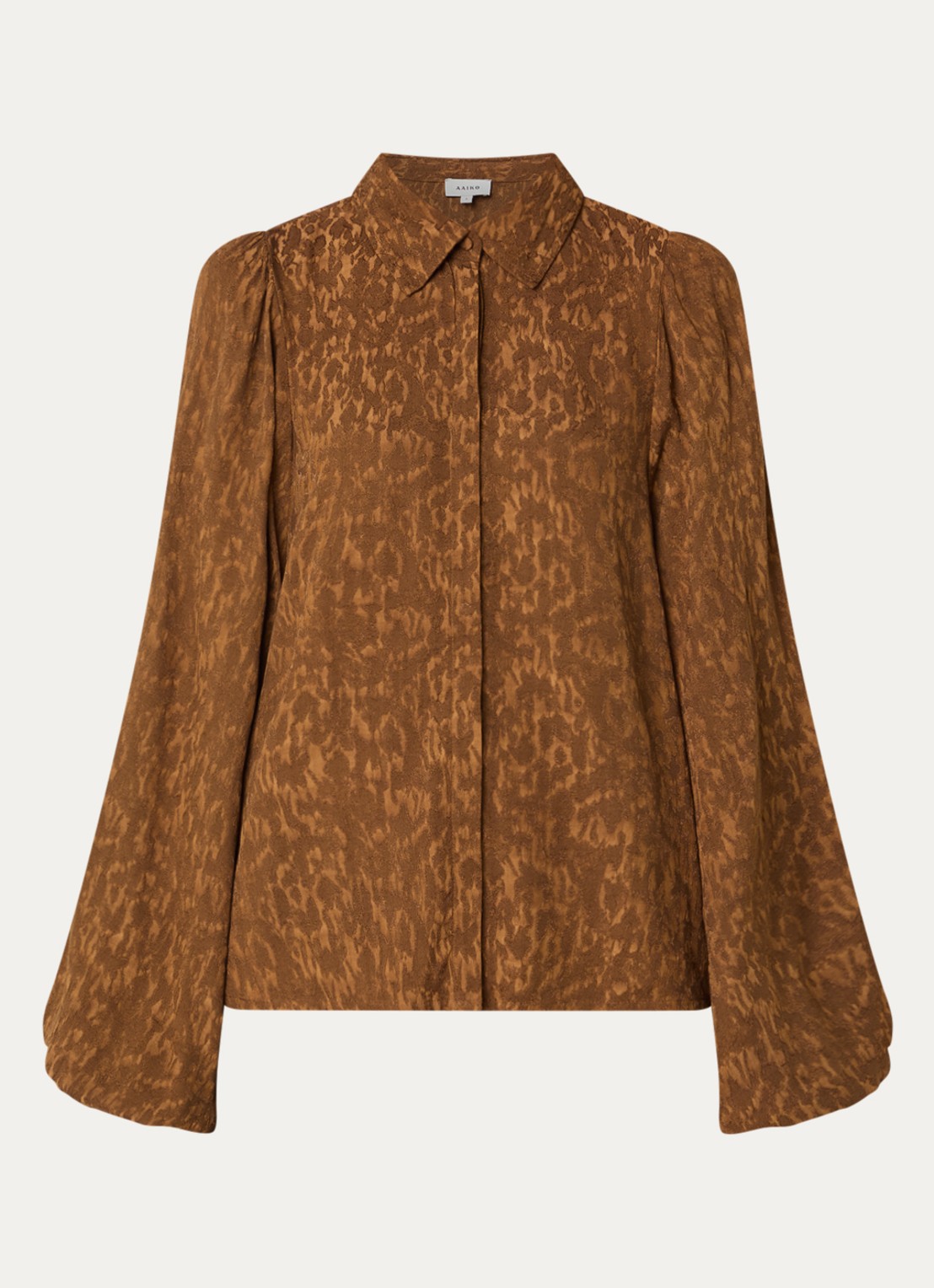 Aaiko Blouse met jacquard dessin - voorkant 3 cognac