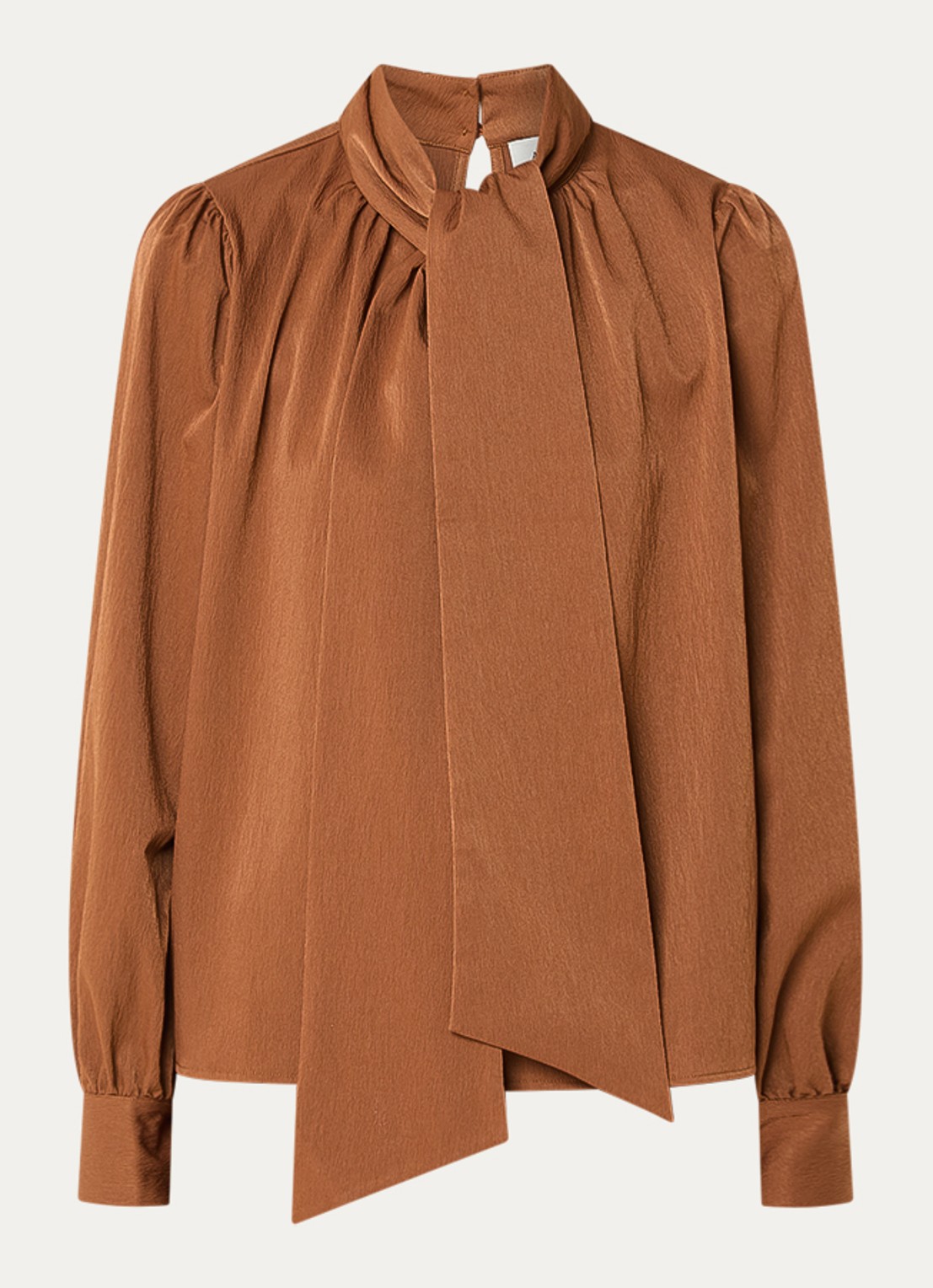 Aaiko Bowi top met sjaalkraag - voorkant 3 cognac
