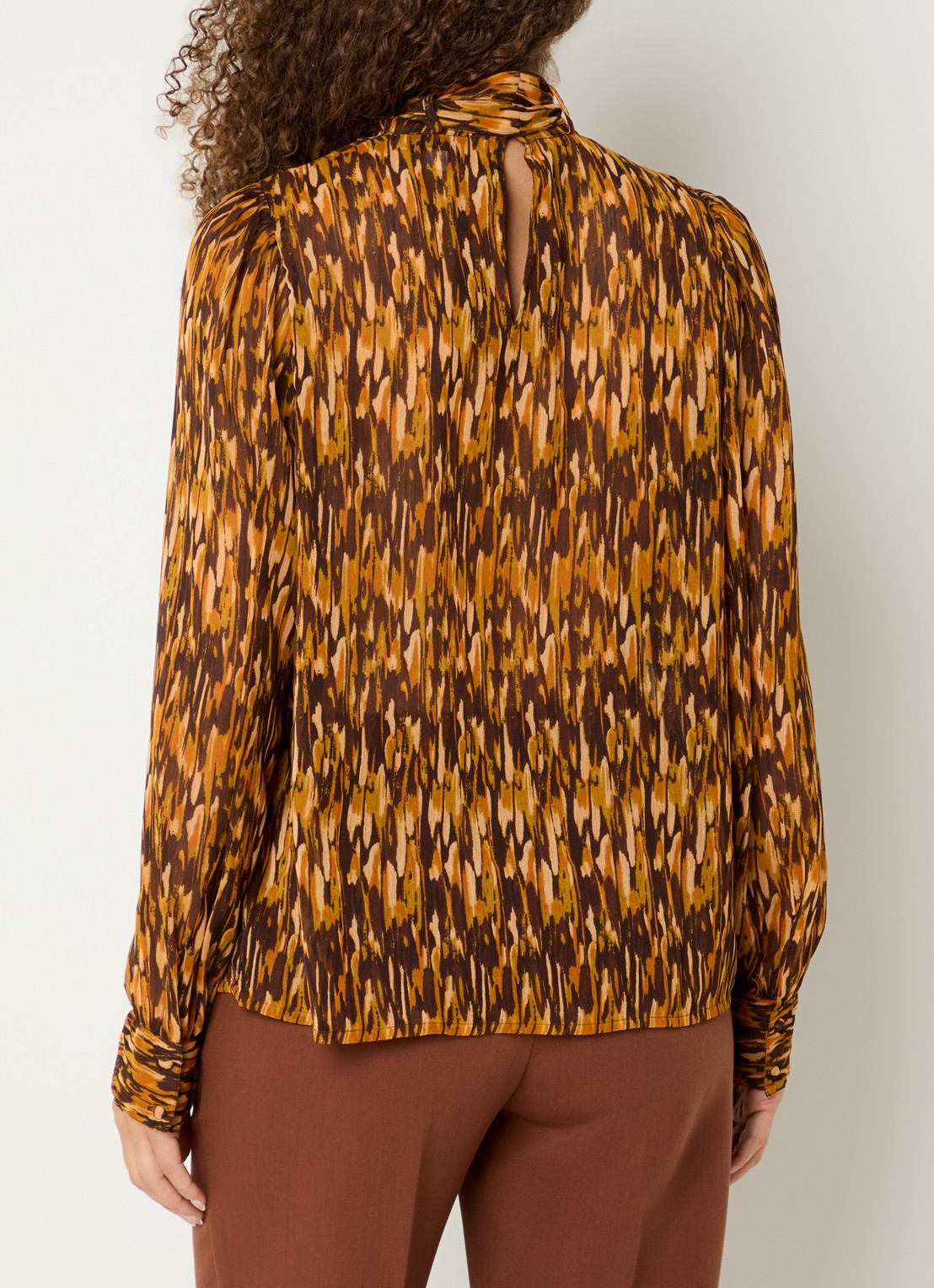 Aaiko Bowi tuniek met sjaalkraag - achterkant 4 bruin