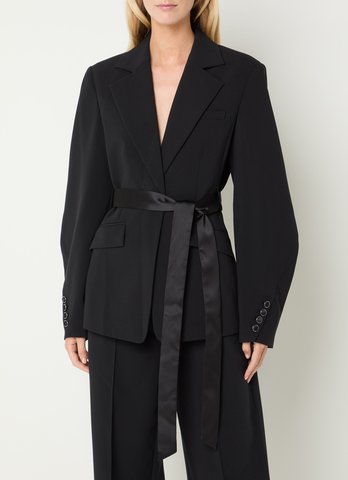 Aaiko Camille blazer met strikceintuur - detail zwart