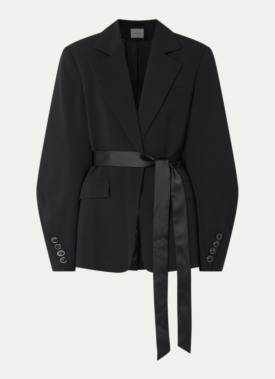 Aaiko Camille blazer met strikceintuur - voorkant 2 zwart