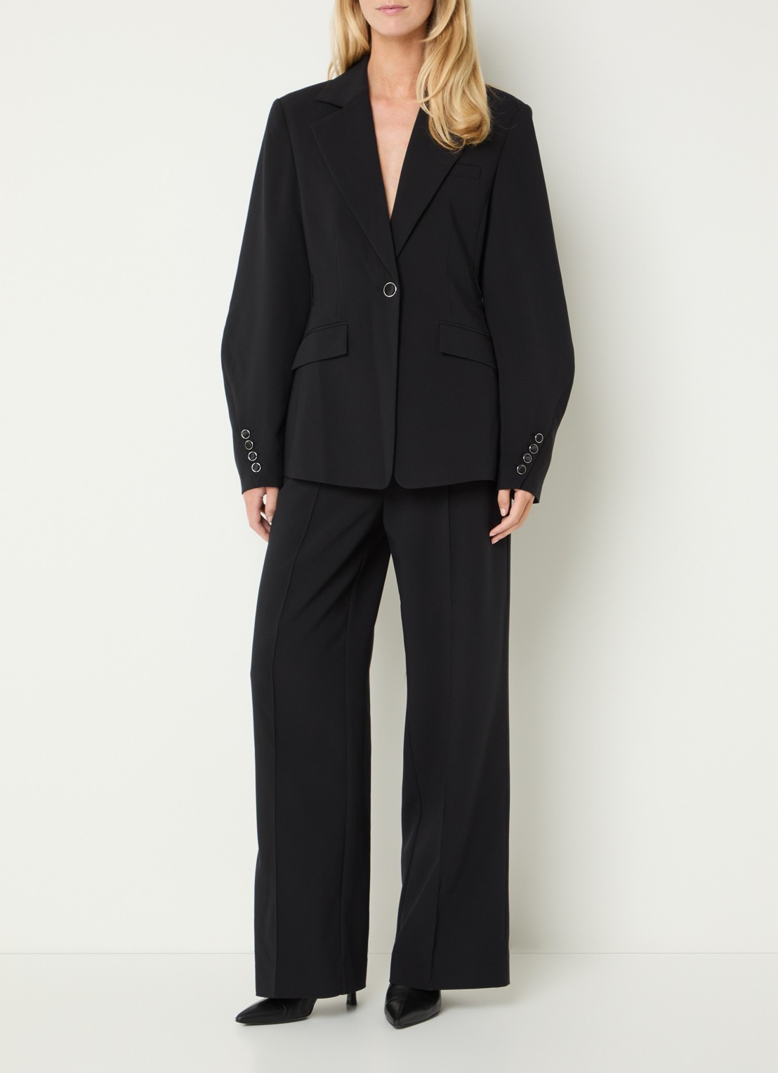 Aaiko Camille blazer met strikceintuur - voorkant 3 zwart