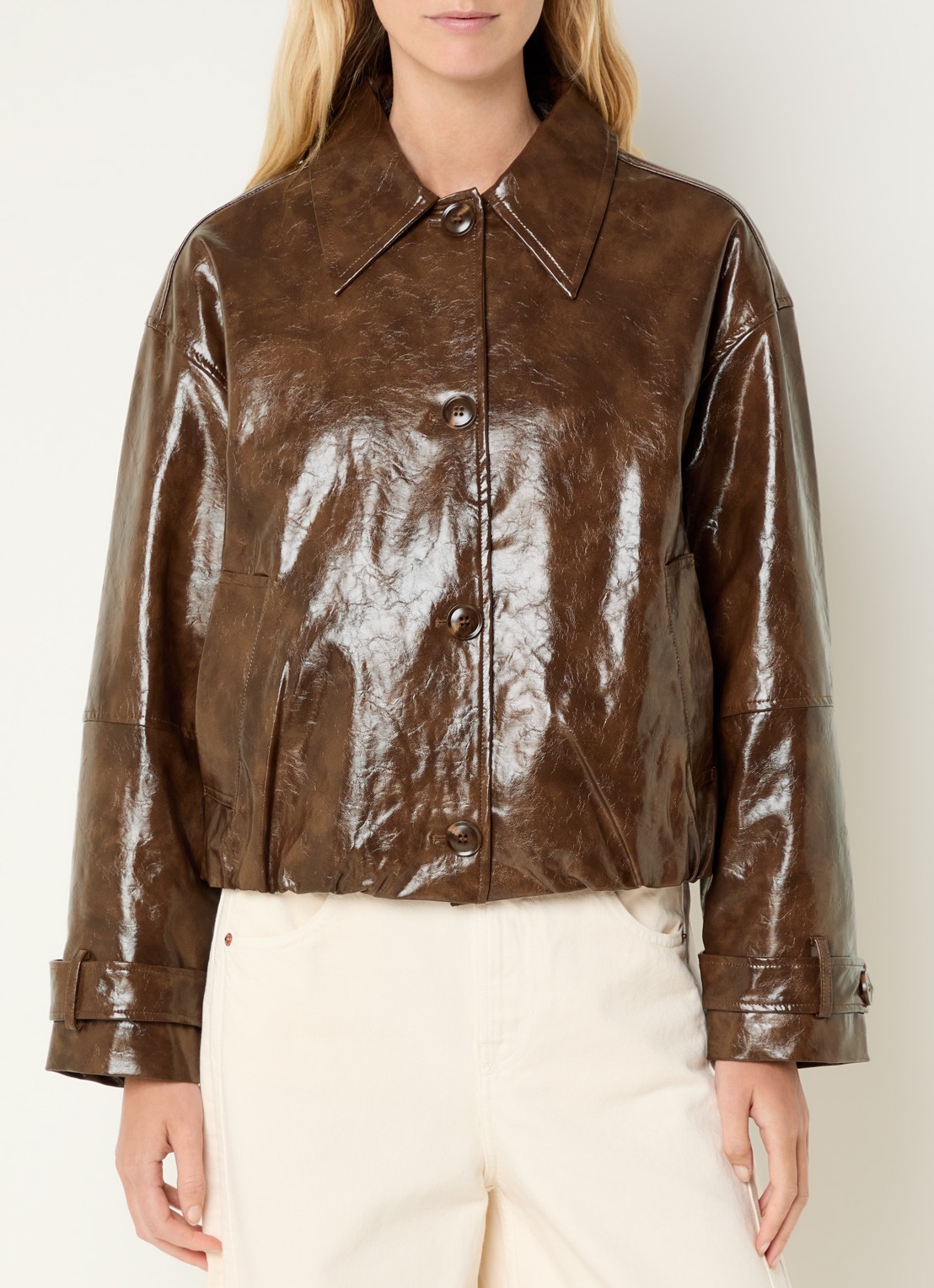 Aaiko Carice jack van imitatieleer - detail 3 bruin