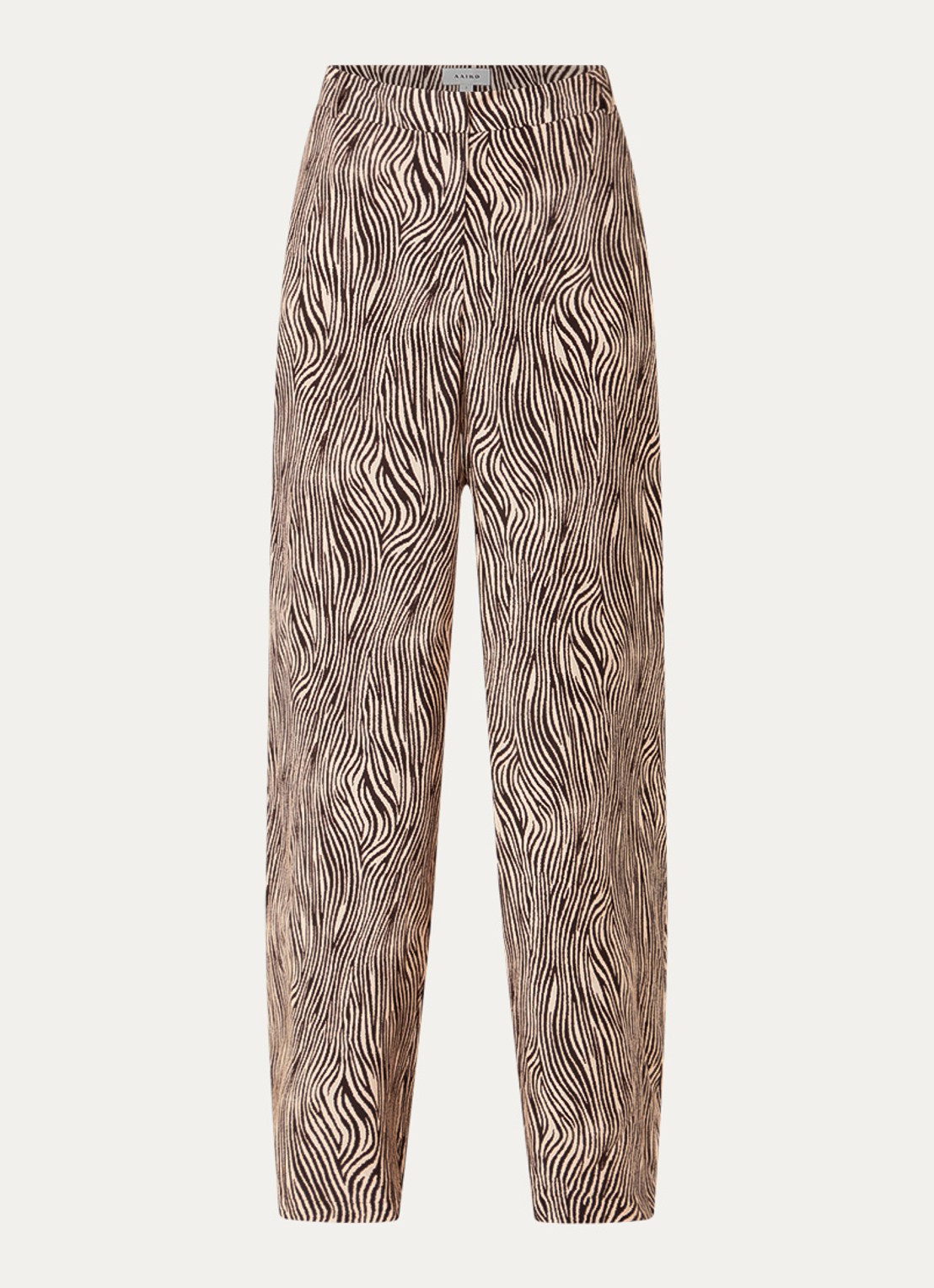 Aaiko Cecilia mid waist straight fit pantalon met zebraprint - voorkant 2 bruin