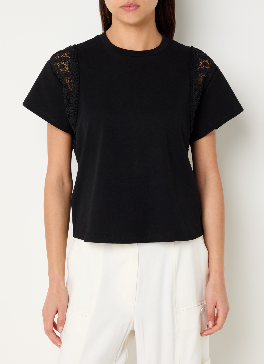 Aaiko Ceyda T-shirt met broderie - detail 2 zwart