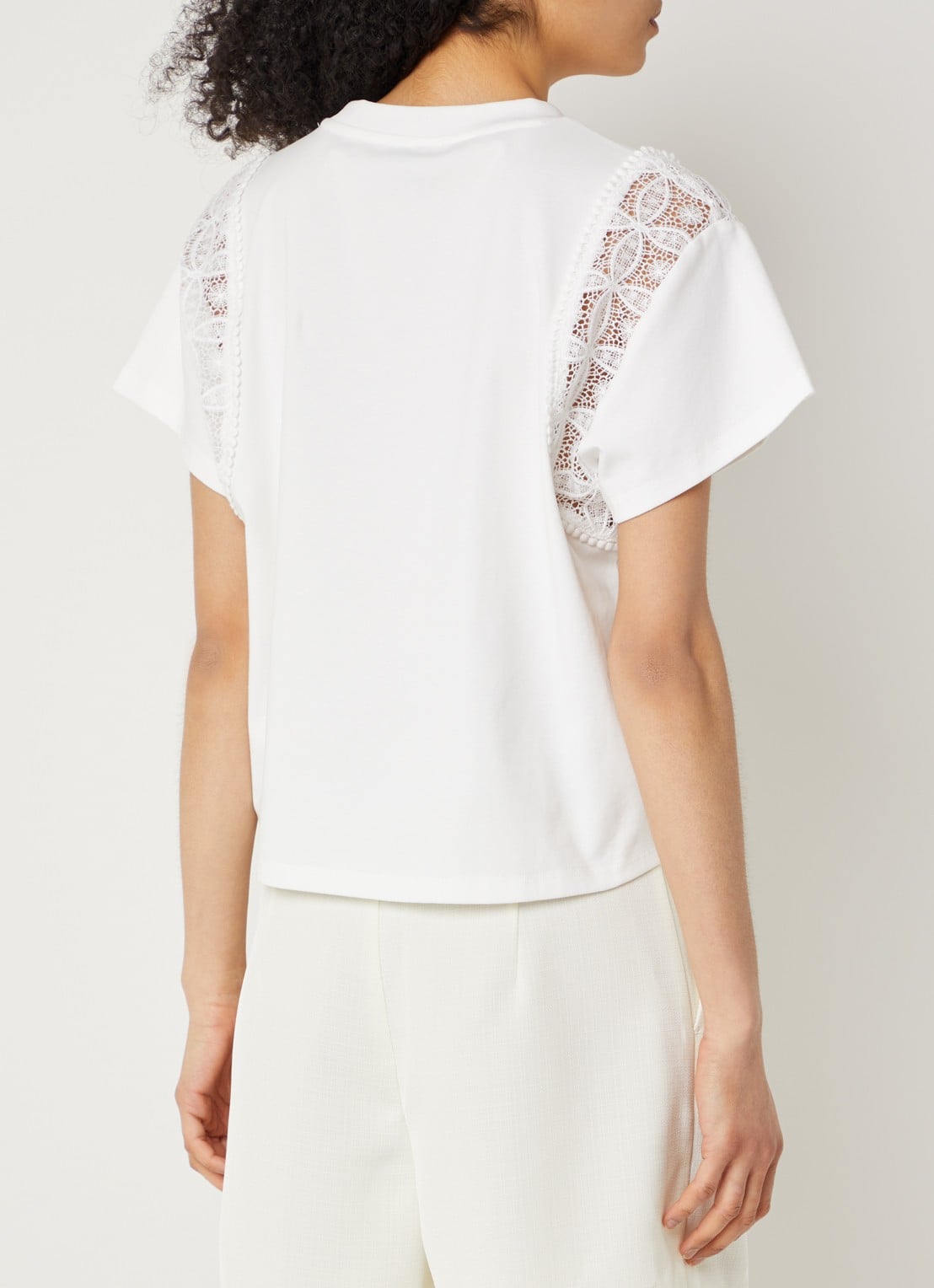 Aaiko Ceyda T-shirt met broderie - achterkant wit