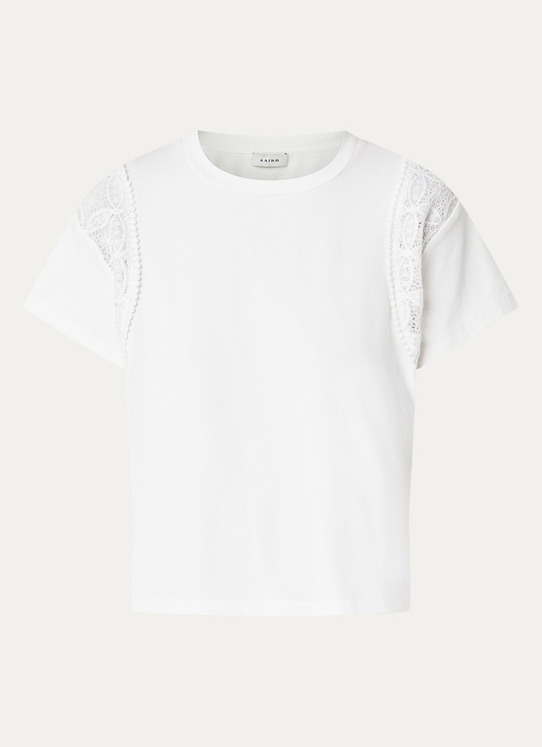 Aaiko Ceyda T-shirt met broderie - voorkant 2 wit