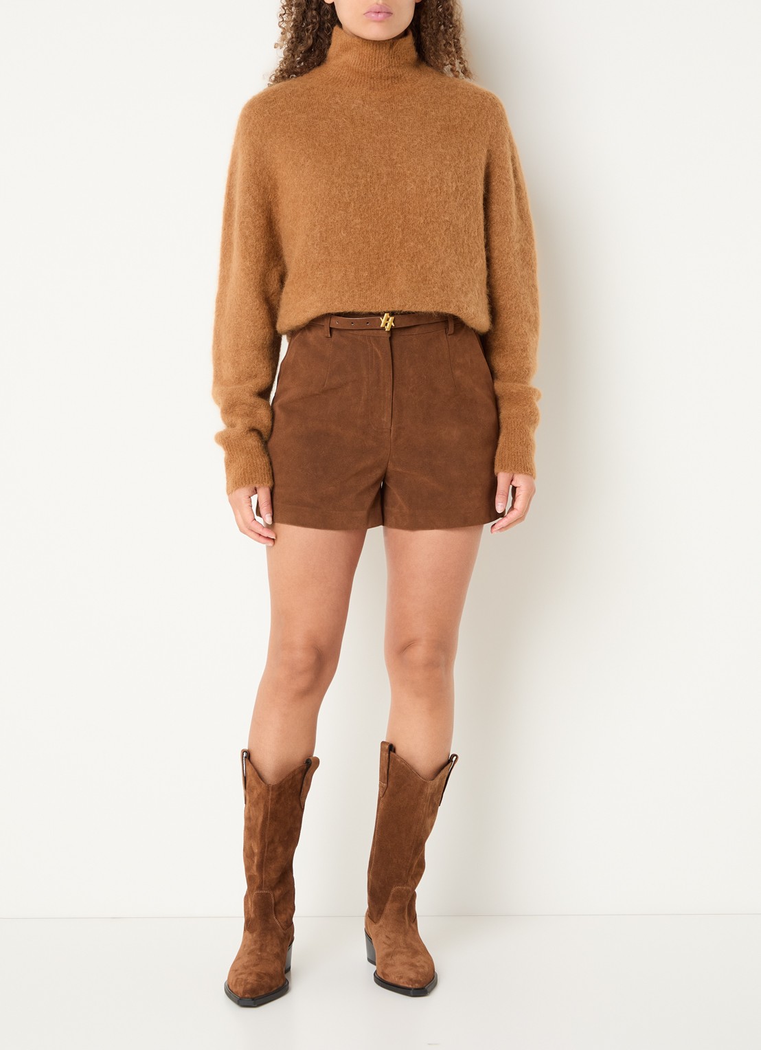Aaiko Channa grofgebreide trui in alpaca wolblend - voorkant 4 camel