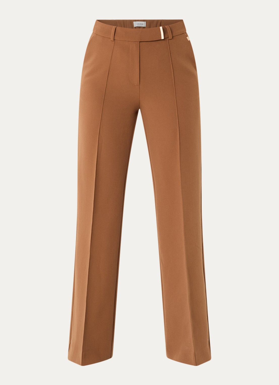 Aaiko Chantalle high waist straight fit broek met steekzakken - voorkant 3 bruin