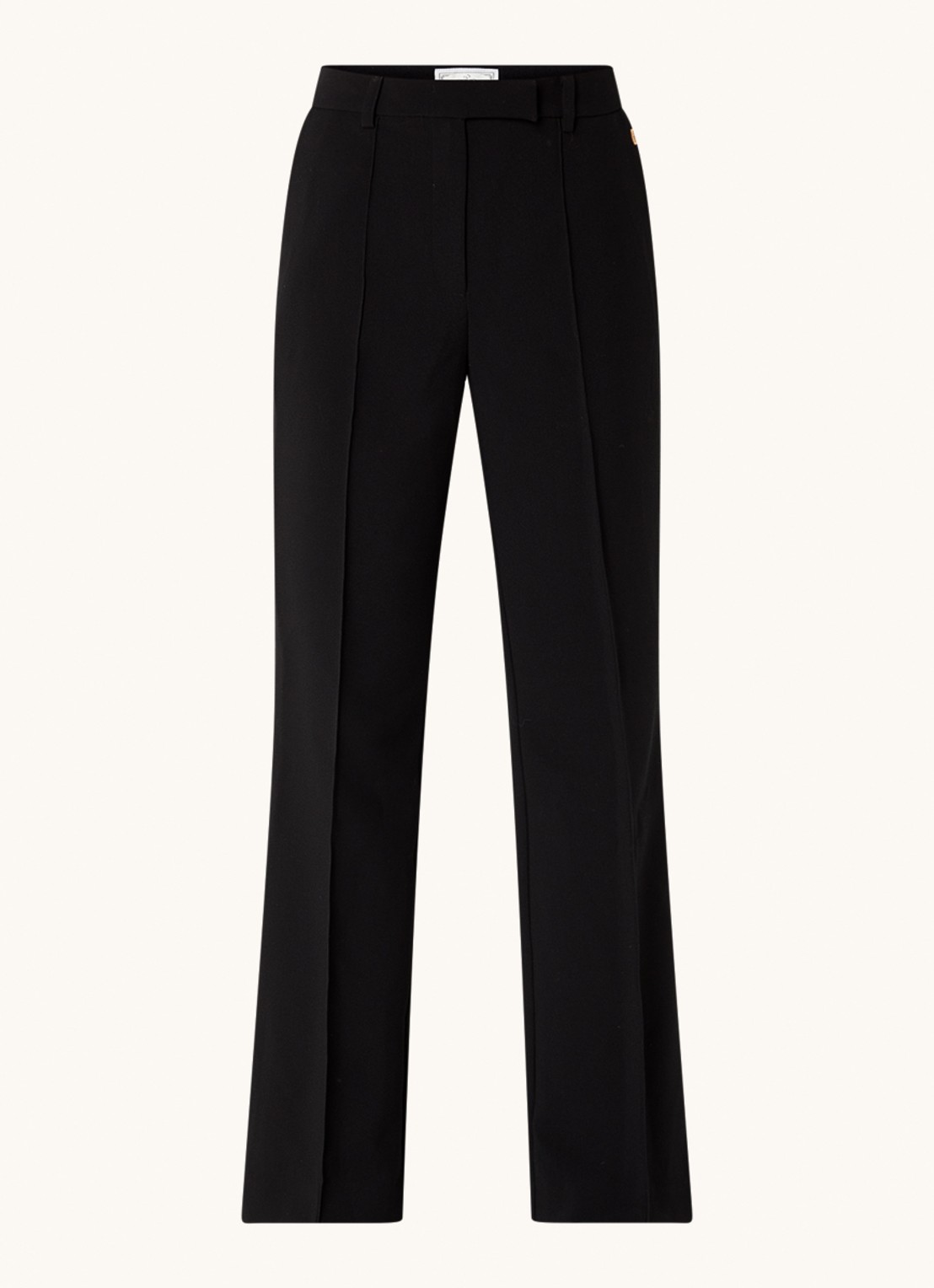 Aaiko Chantalle high waist wide fit pantalon met persplooi en structuur - voorkant zwart