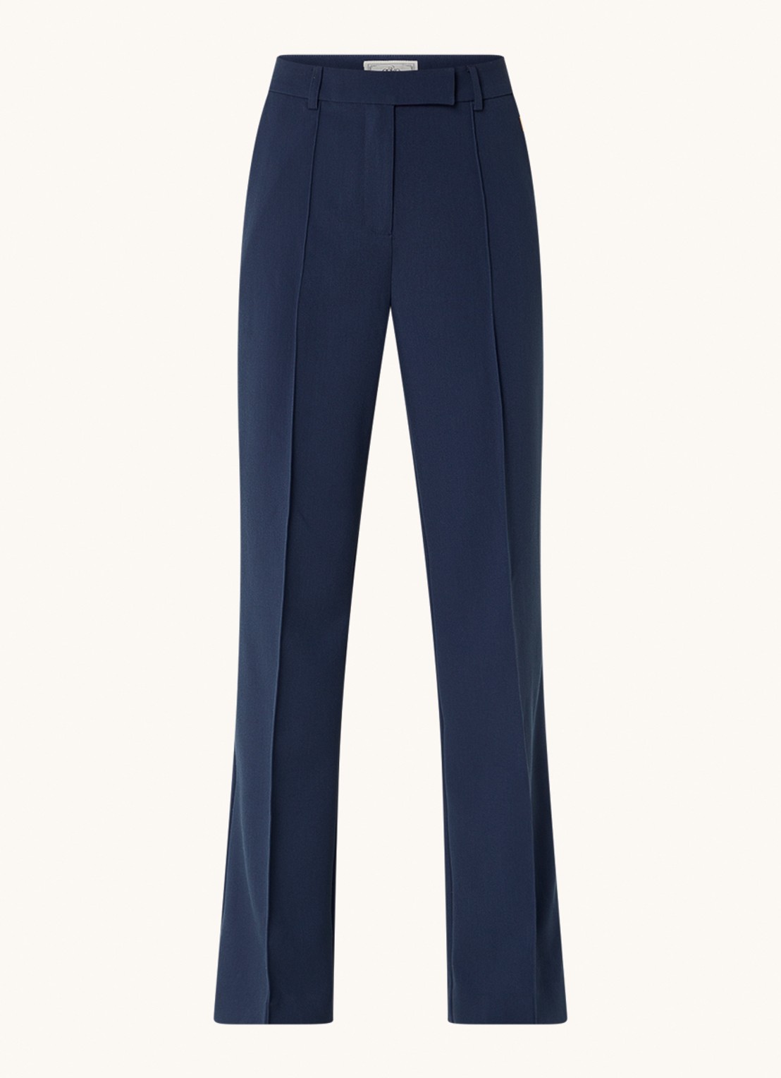 Aaiko Chantalle high waist wide fit pantalon met persplooi en structuur - voorkant donkerblauw