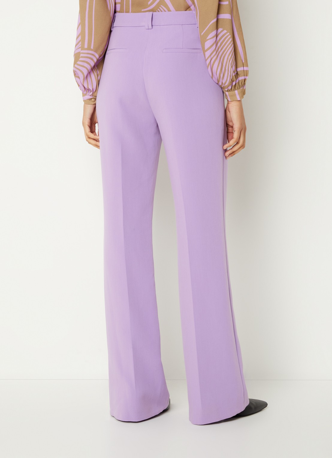 Aaiko Chantalle high waist wide fit pantalon met persplooi en structuur - achterkant 5 lila