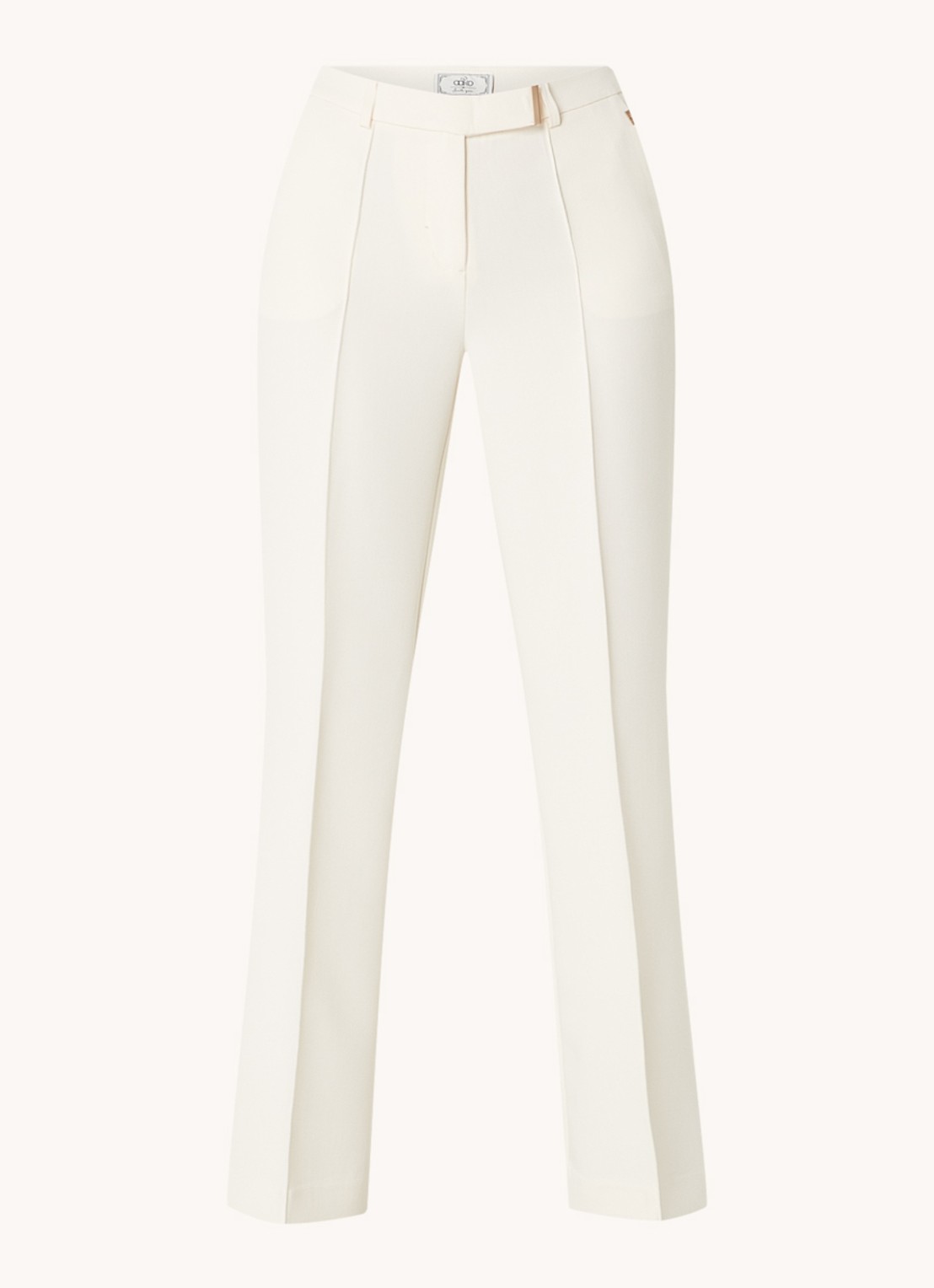 Aaiko Chantalle high waist wide fit pantalon met persplooi en structuur - voorkant 3 creme