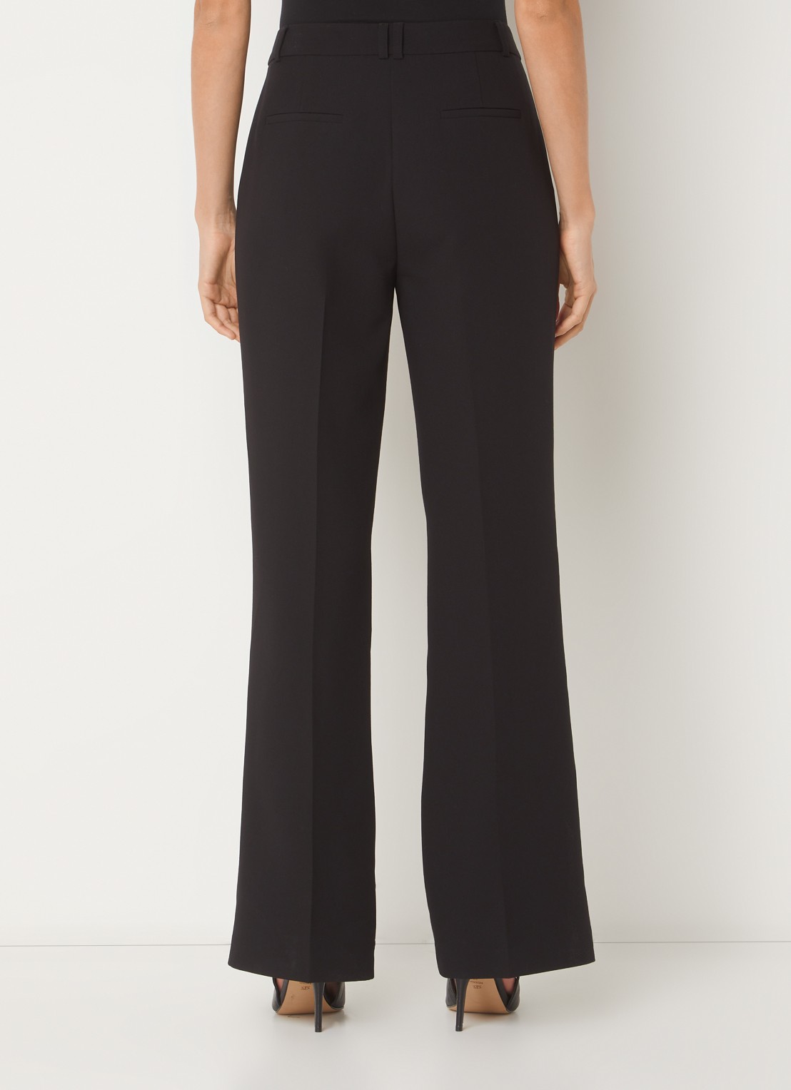 Aaiko Chantalle high waist wide fit pantalon met persplooi en structuur - achterkant 5 zwart