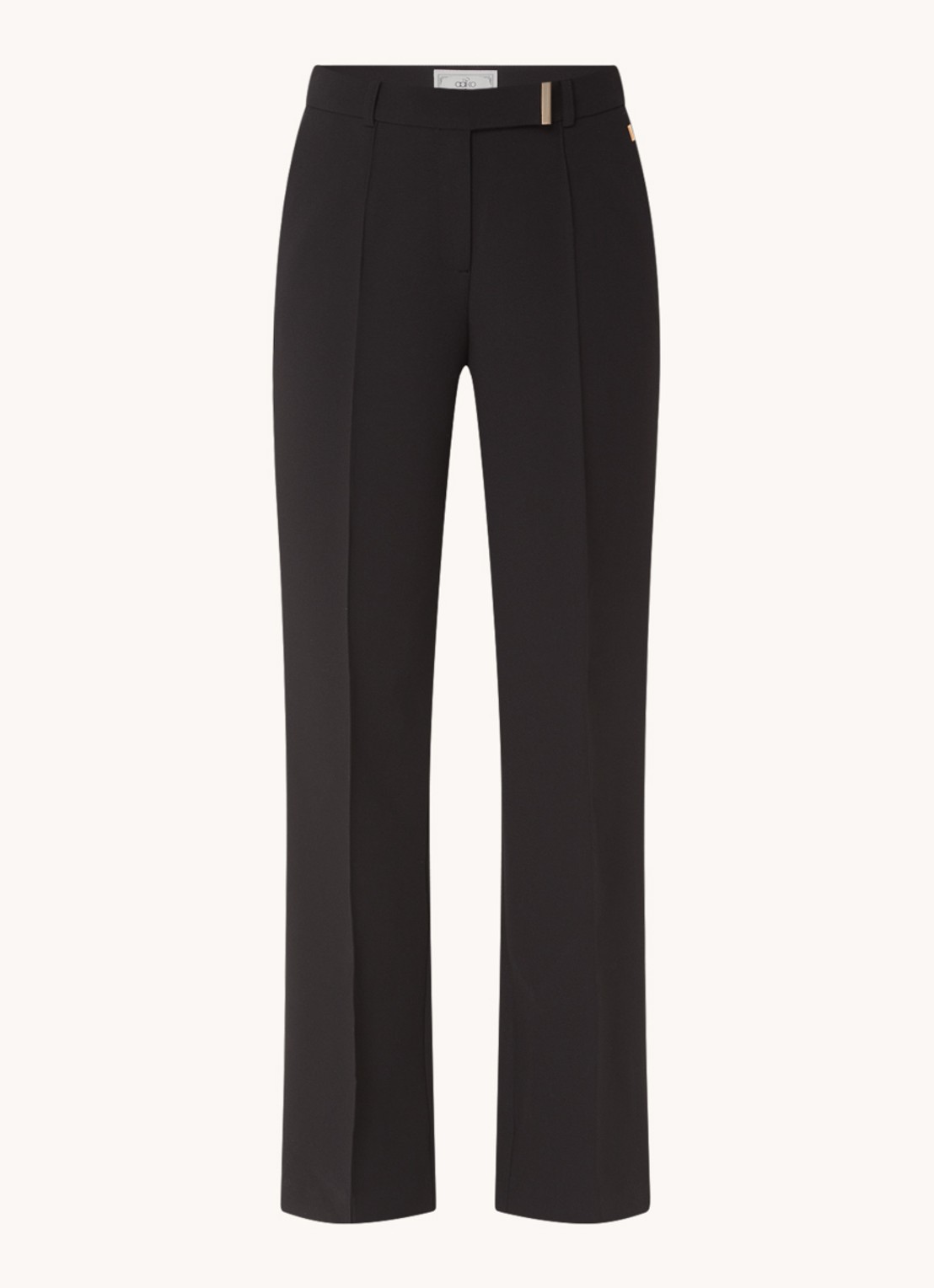 Aaiko Chantalle high waist wide fit pantalon met persplooi en structuur - voorkant 3 zwart