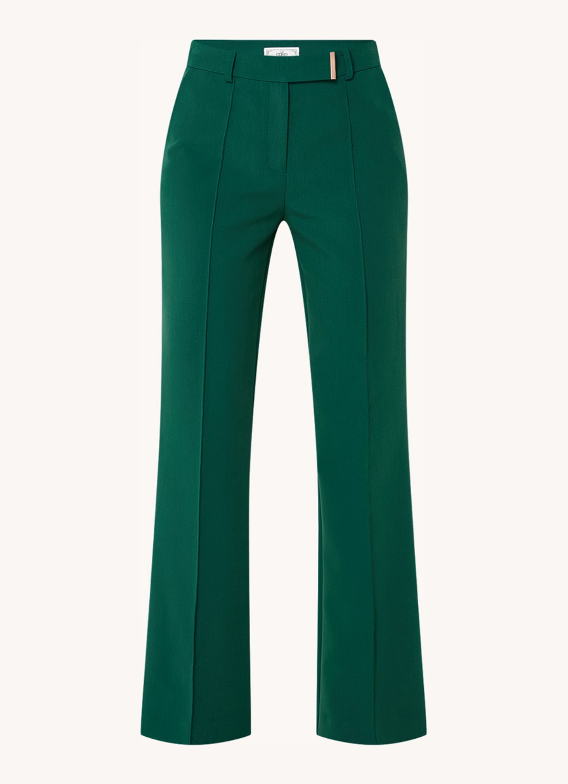 Aaiko Chantalle high waist wide fit pantalon met persplooi en structuur - voorkant 3 donkergroen