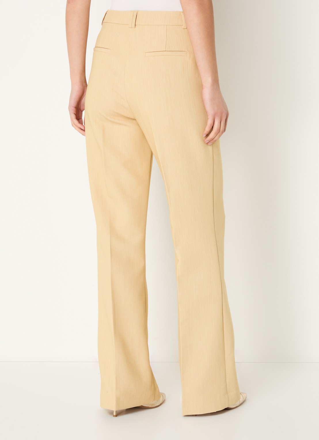 Aaiko Chantalle high waist wide fit pantalon met persplooi en structuur - achterkant 4 mosterd