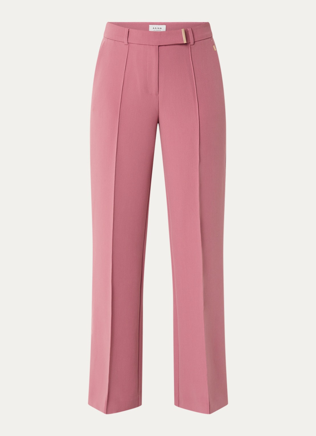 Aaiko Chantalle high waist wide fit pantalon met persplooi en structuur - voorkant 3 oudroze