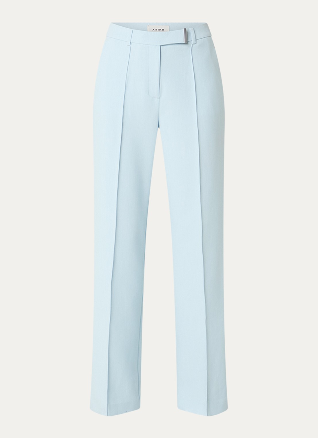 Aaiko Chantalle high waist wide fit pantalon met persplooi en structuur - voorkant 3 lichtblauw