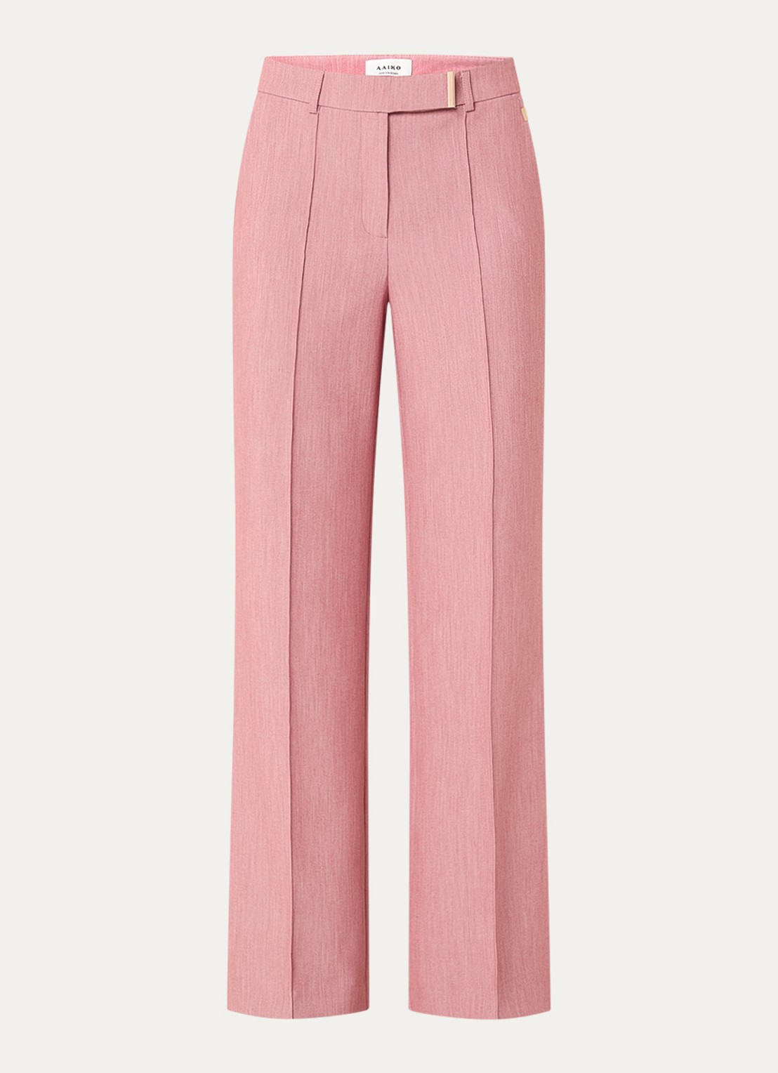 Aaiko Chantalle high waist wide fit pantalon met persplooi en structuur - voorkant roze