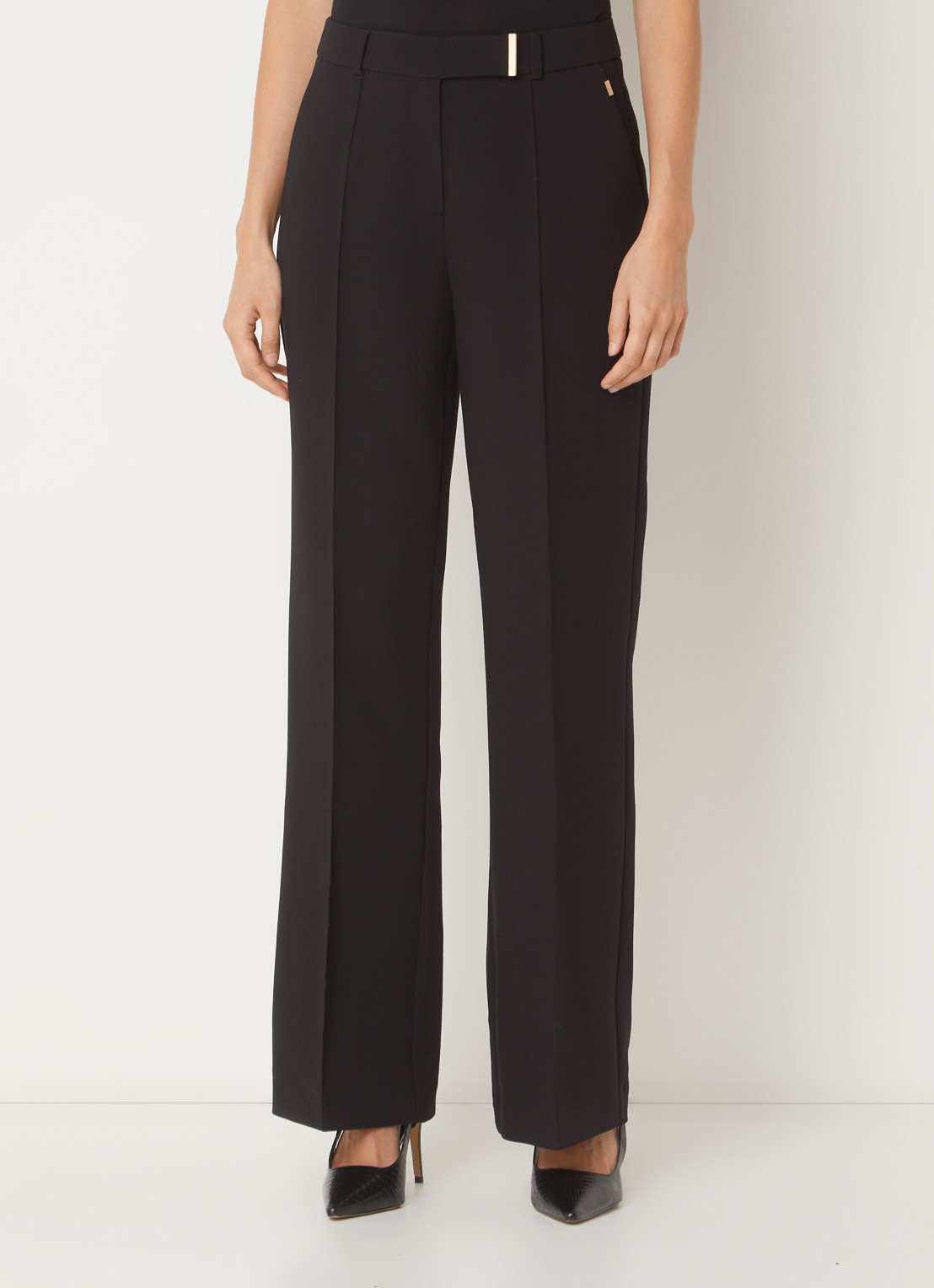 Aaiko Chantalle high waist wide fit pantalon met siernaad - detail 7 zwart