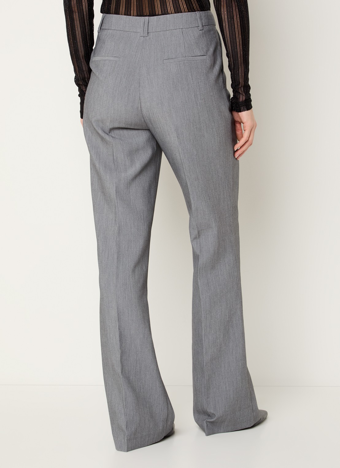 Aaiko Chantalle high waist wide fit pantalon met siernaad - achterkant middengrijs
