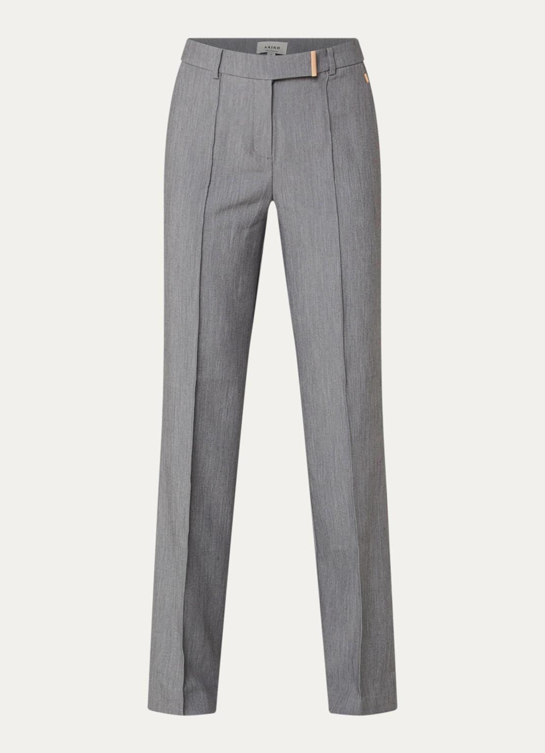 Aaiko Chantalle high waist wide fit pantalon met siernaad - voorkant 3 middengrijs
