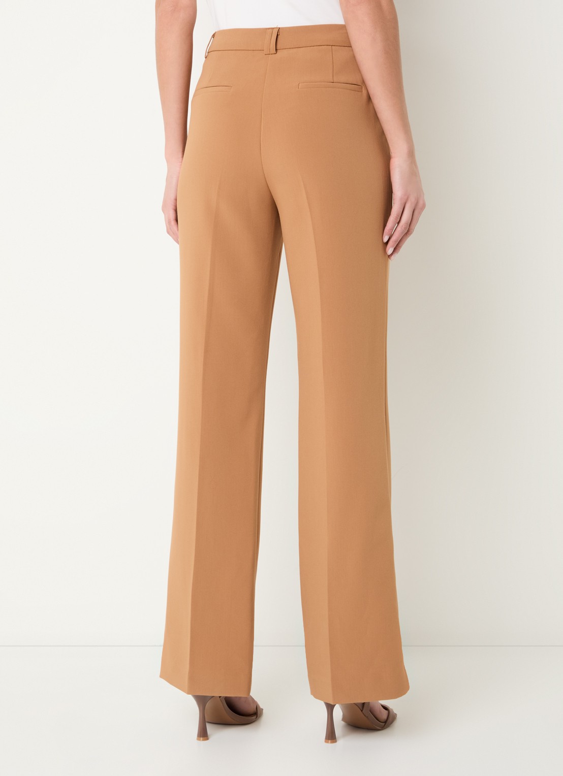 Aaiko Chantalle high waist wide fit pantalon met siernaad - achterkant 3 camel