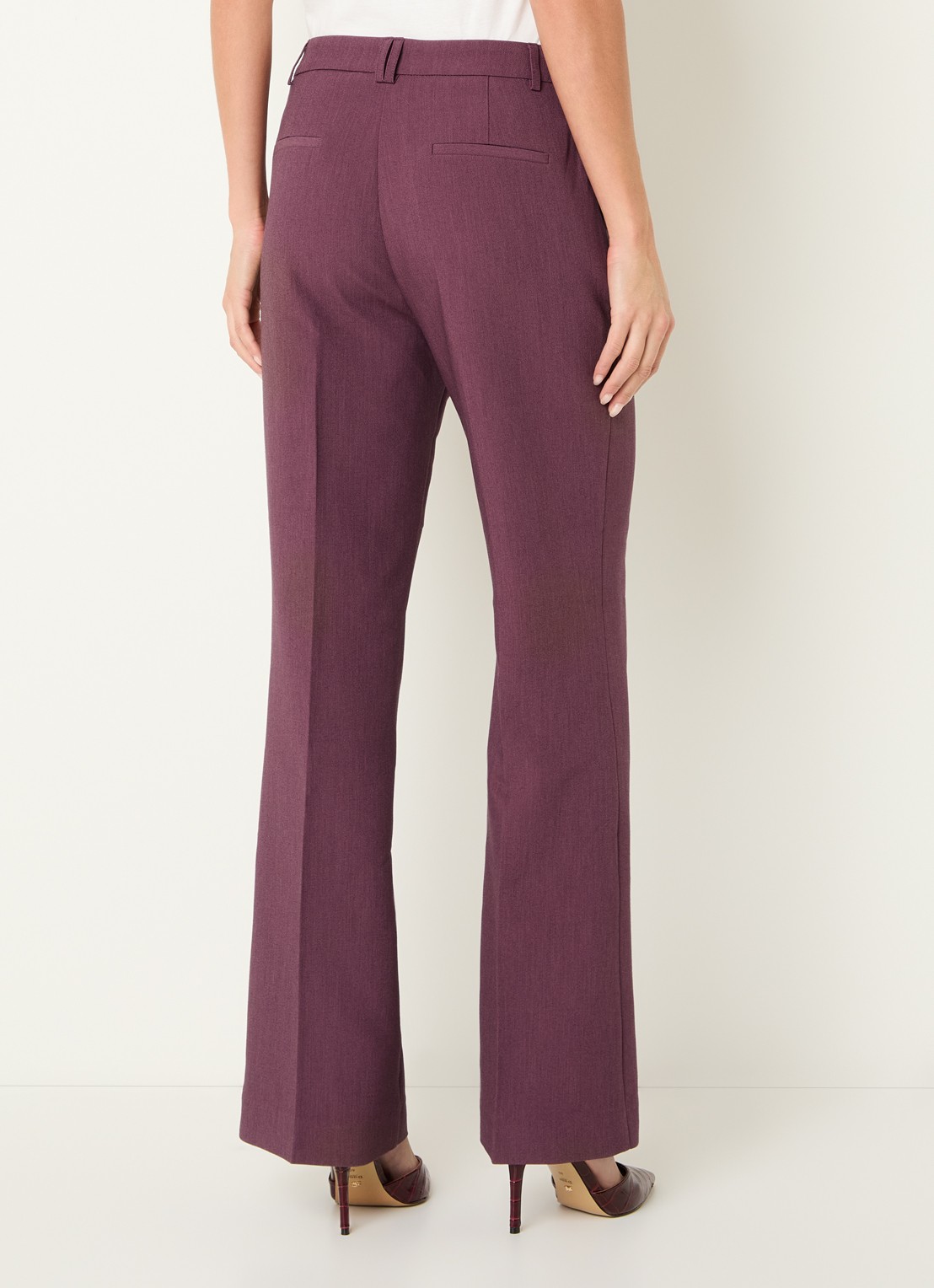 Aaiko Chantalle high waist wide fit pantalon met siernaad - achterkant 3 aubergine