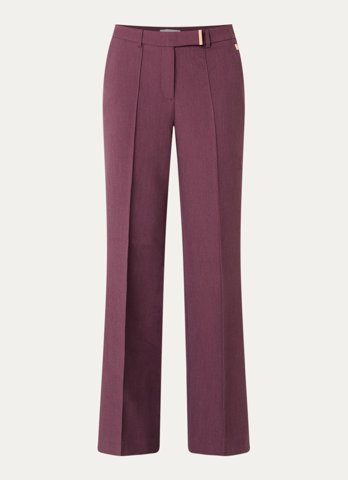 Aaiko Chantalle high waist wide fit pantalon met siernaad - voorkant aubergine
