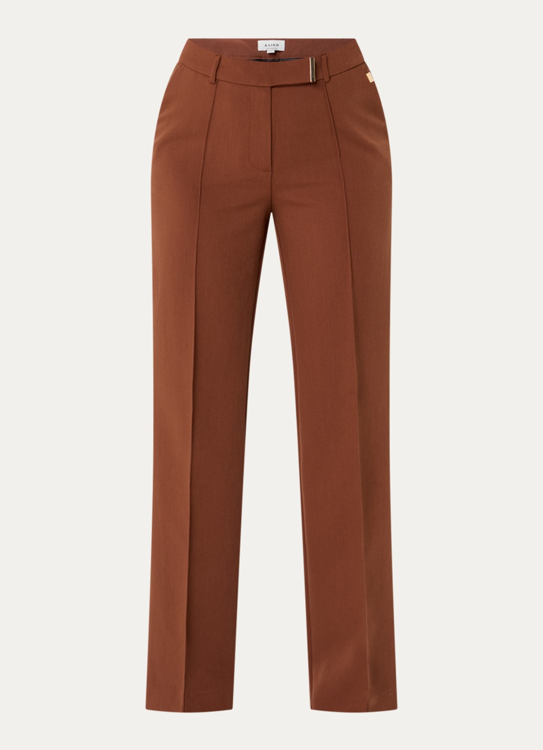 Aaiko Chantalle mid waist flared fit broek met steekzakken - voorkant 2 bruin