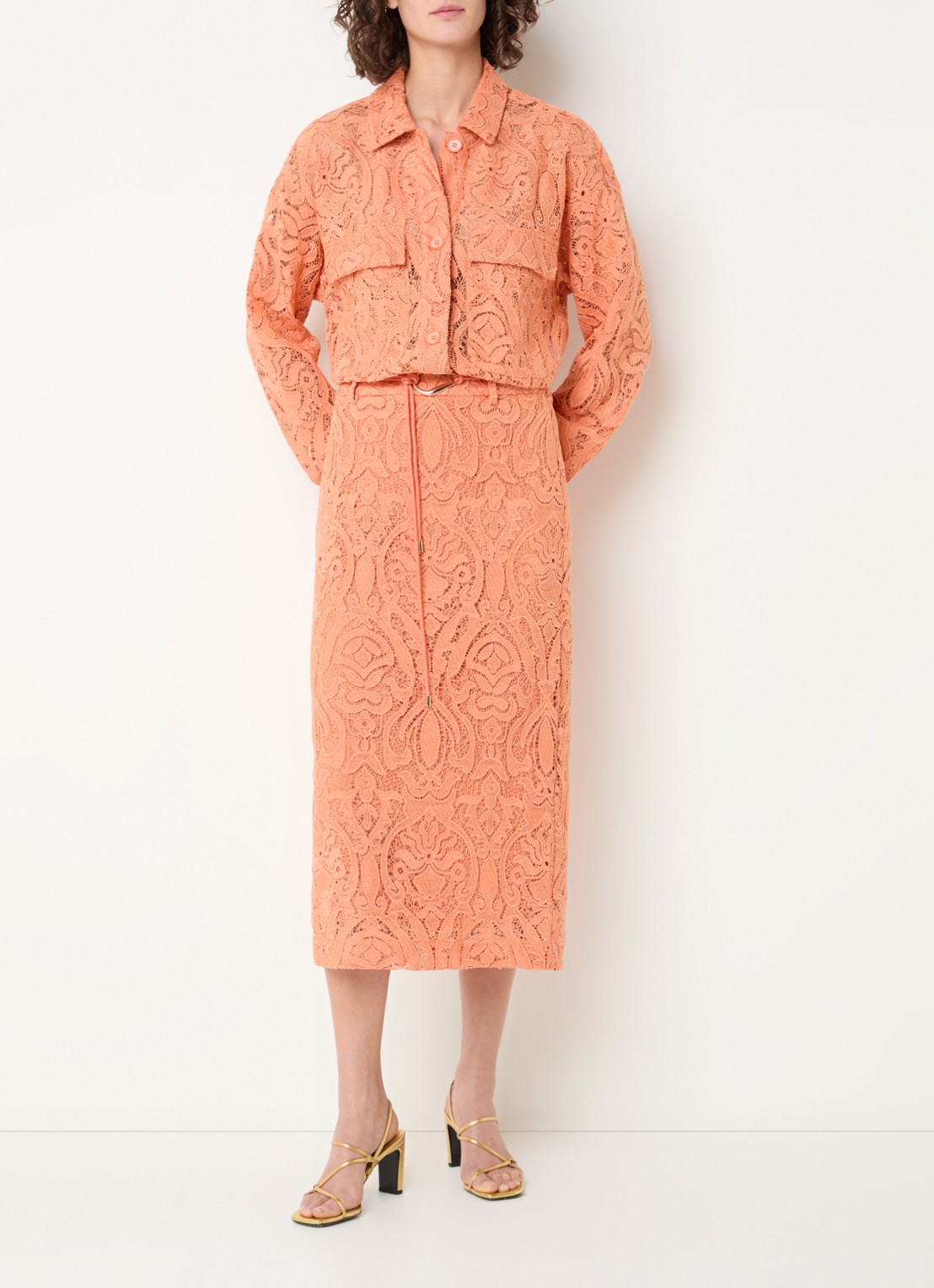 Aaiko Coco blouse met broderie - voorkant 4 oranje