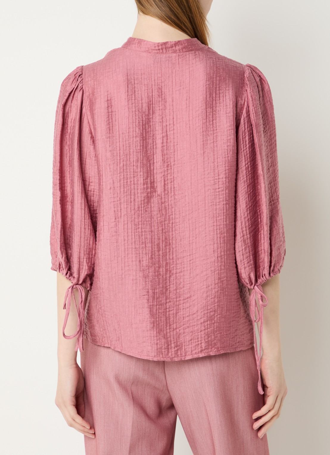 Aaiko Dahla tuniek met V-hals en ballonmouw - achterkant 2 roze