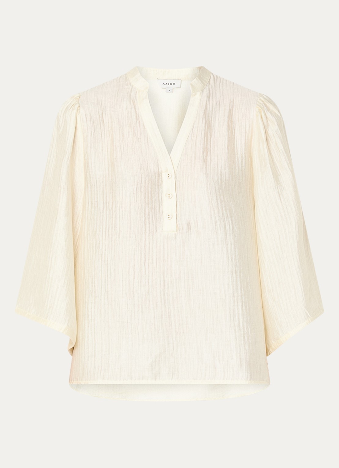 Aaiko Dahla tuniek met V-hals en ballonmouw - voorkant 2 taupe