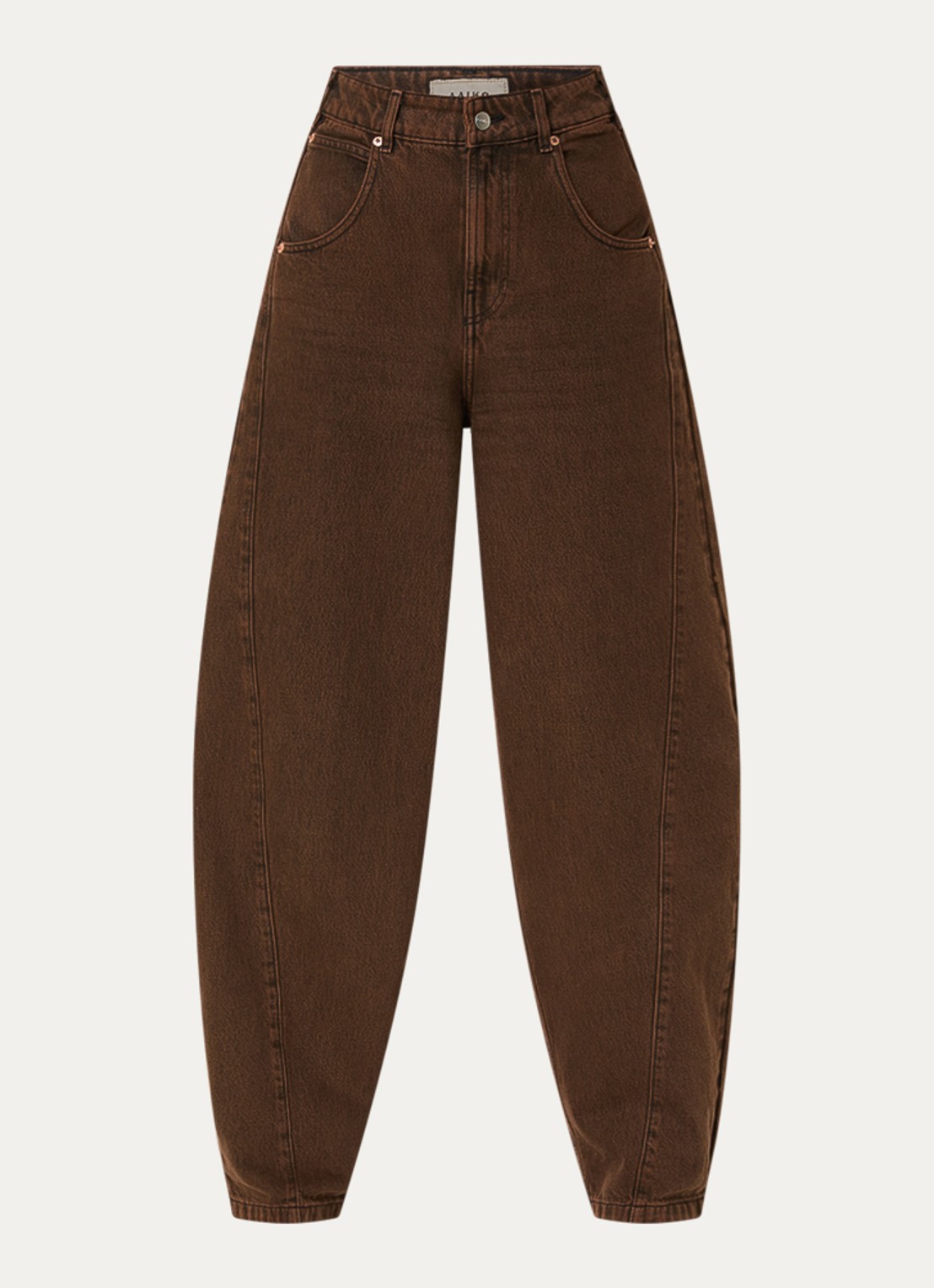 Aaiko Daley high waist balloon fit jeans met gekleurde wassing - voorkant 4 kastanjebruin
