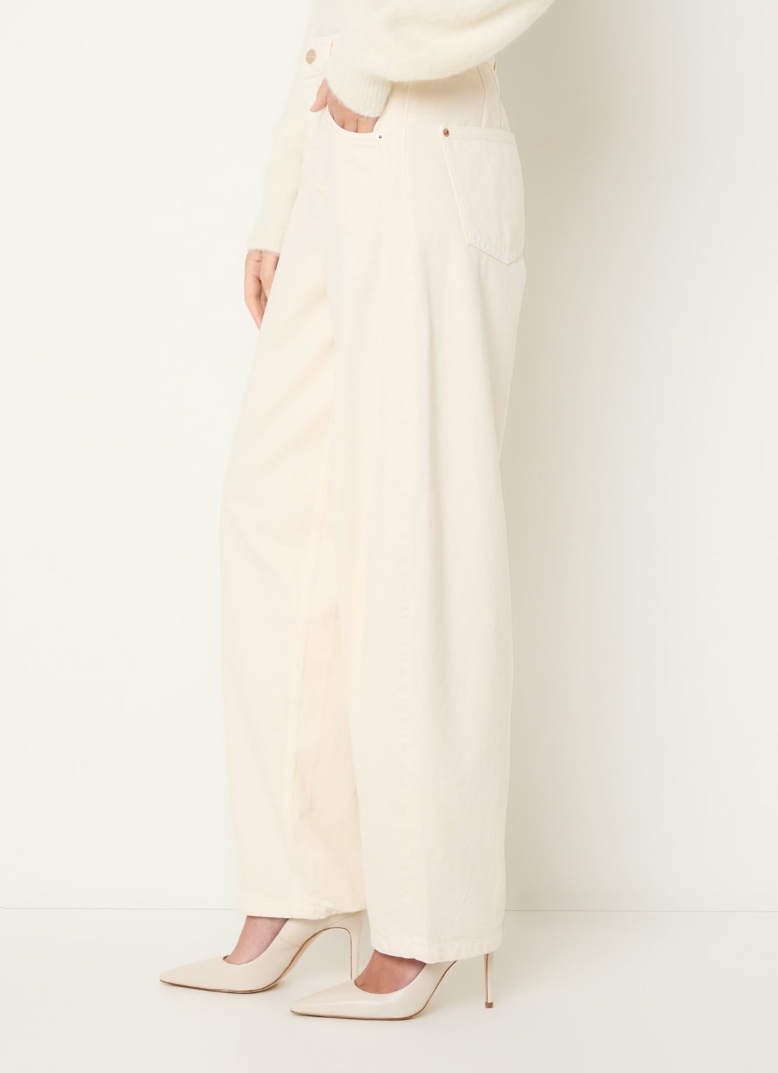 Aaiko Daley high waist balloon fit jeans met gekleurde wassing - detail 2 creme