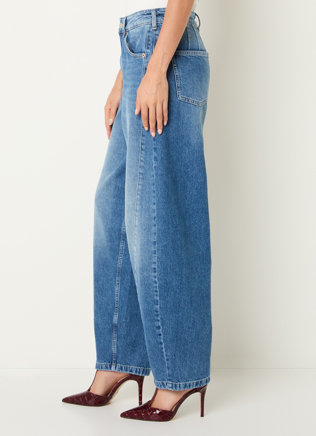 Aaiko Daley high waist balloon jeans met medium wassing - detail 2 indigo