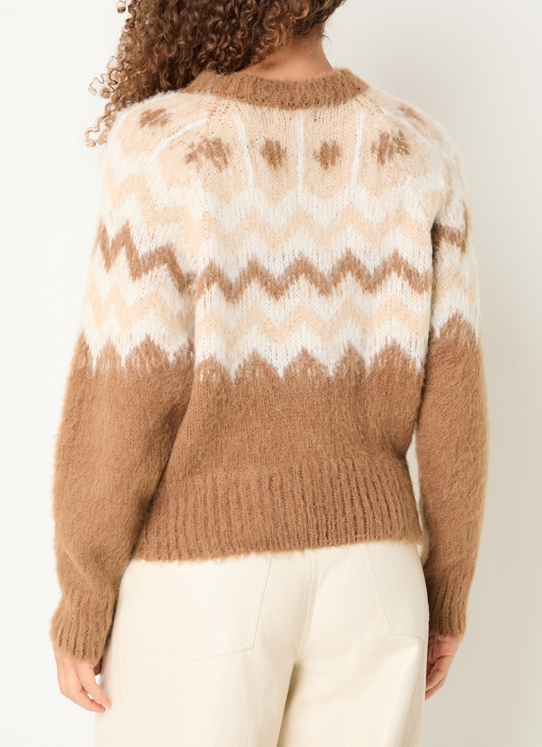Aaiko Dina grofgebreide vest in alpaca wolblend - achterkant 4 bruin