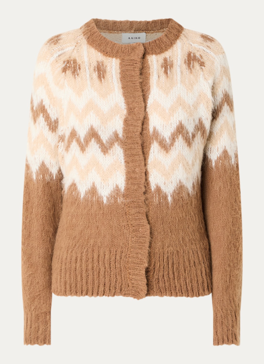 Aaiko Dina grofgebreide vest in alpaca wolblend - voorkant 2 bruin